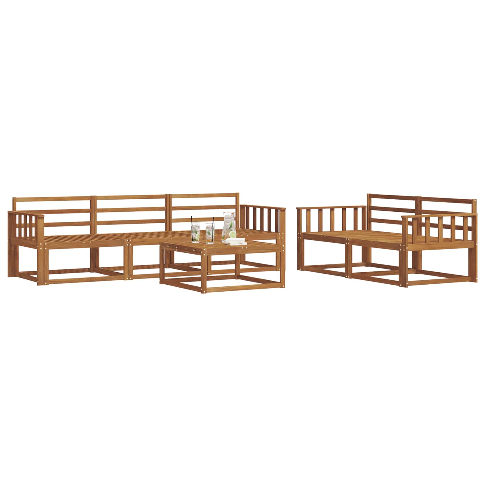 Set vanjskih sofa 6 pcs Prirodna Čvrsto drvo akacije
