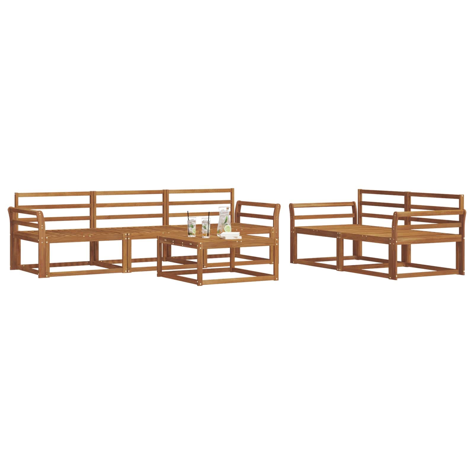 Set vanjskih sofa 6 pcs Prirodna Čvrsto drvo akacije