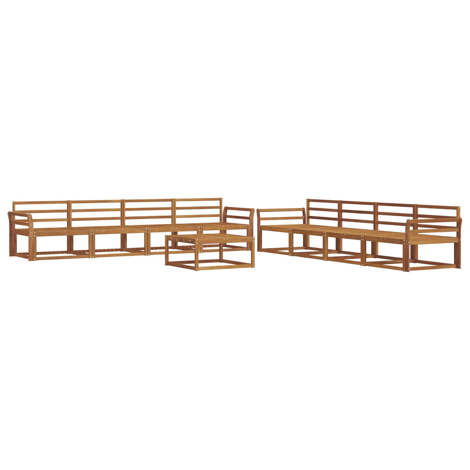 Set vanjskih sofa 9 pcs Prirodna Čvrsto drvo akacije