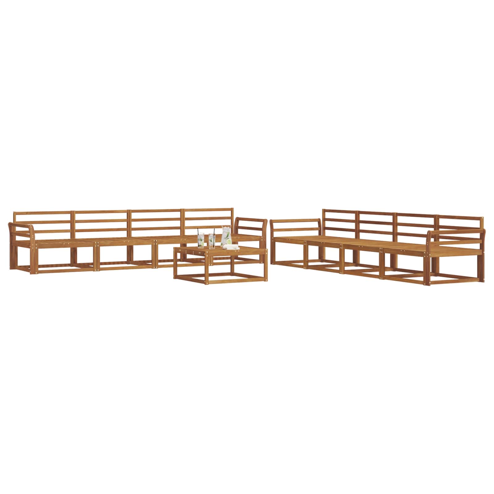 Set vanjskih sofa 9 pcs Prirodna Čvrsto drvo akacije