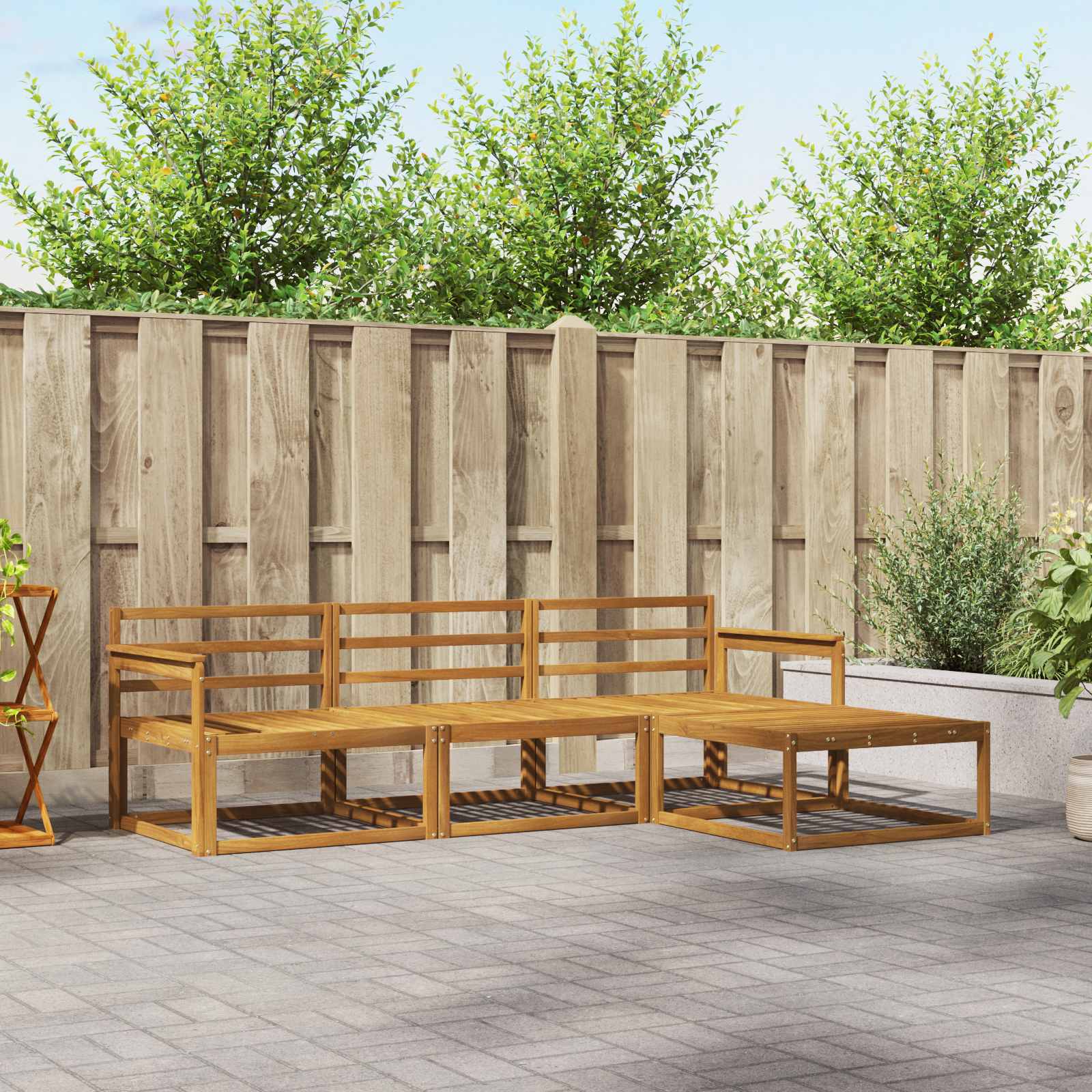 Set vanjskih sofa 4 pcs Prirodna Čvrsto drvo akacije