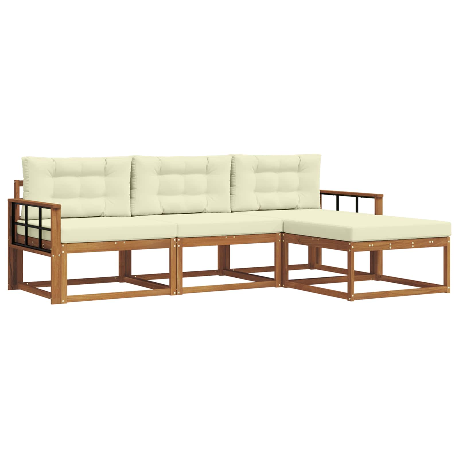 Set vanjskih sofa s jastukom 4 pcs Prirodna i krem