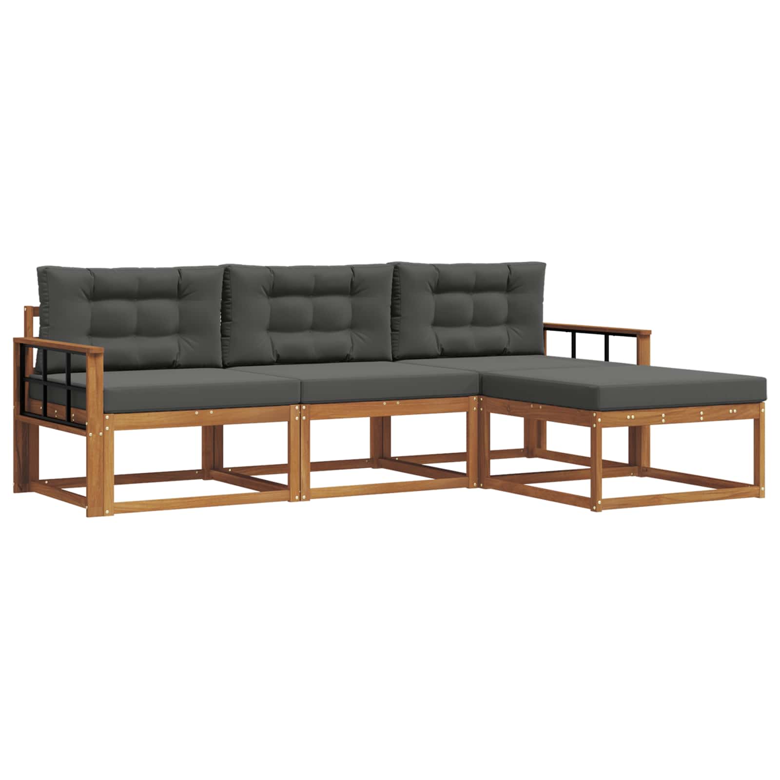 Set vanjskih sofa s jastukom 4 pcs Prirodna i antracit