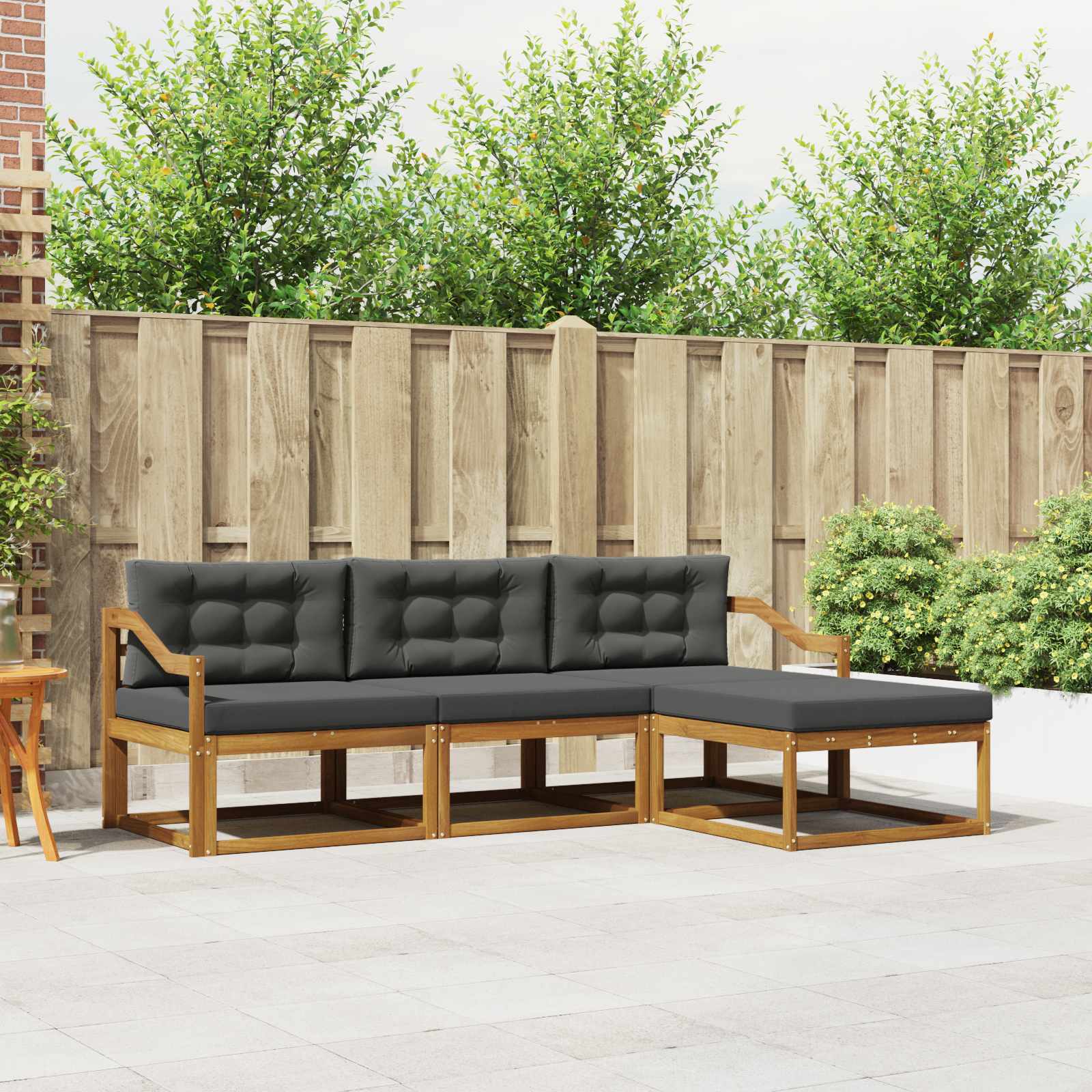 Set vanjskih sofa s jastukom 4 pcs Prirodna i antracit