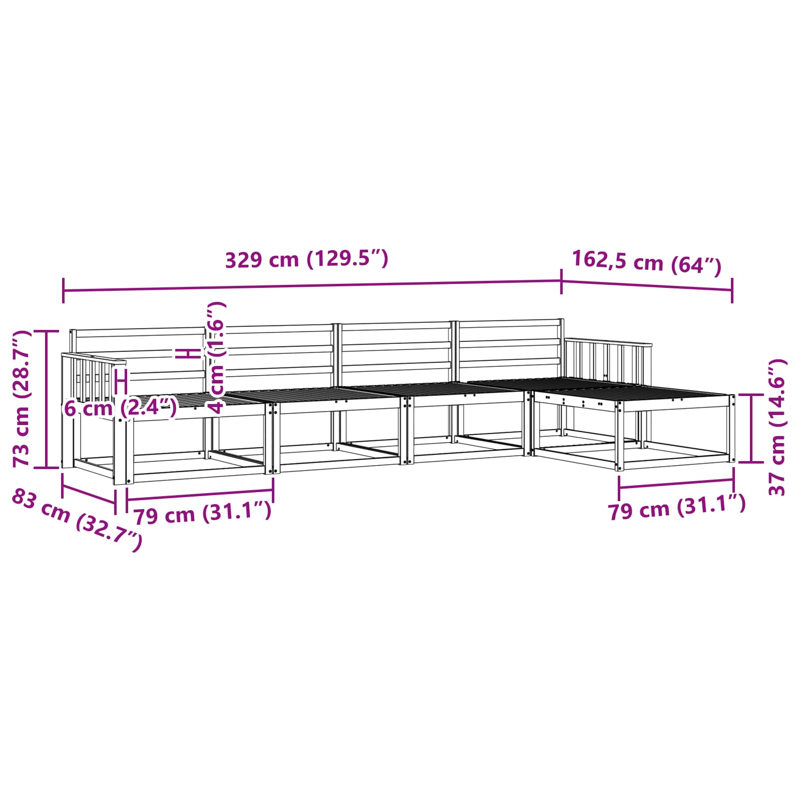 Set vanjskih sofa 5 pcs Prirodna Čvrsto drvo akacije