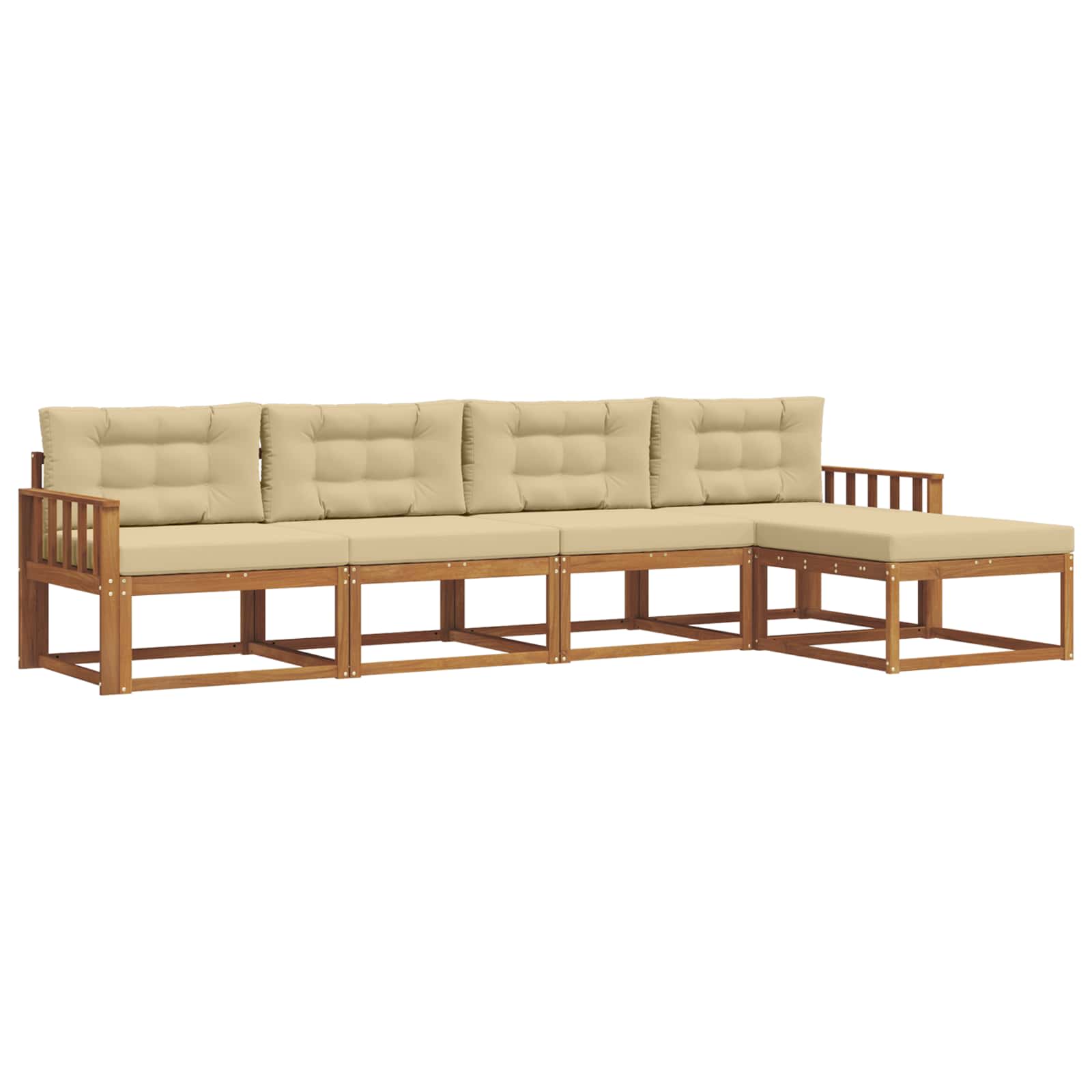 Set vanjskih sofa s jastukom 5 pcs Prirodna i bež