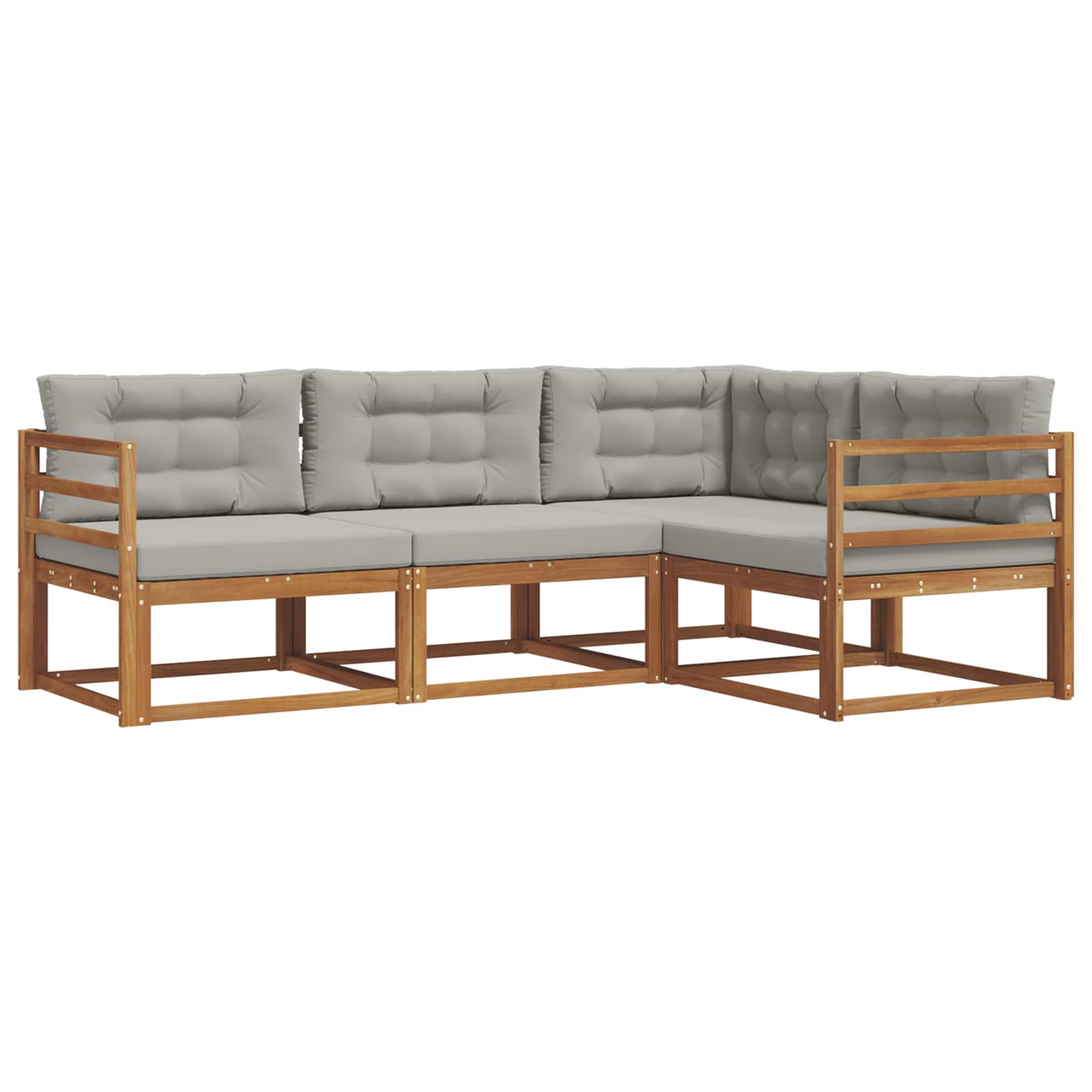Set vanjskih sofa s jastukom 4 pcs Prirodna i svijetlo siva