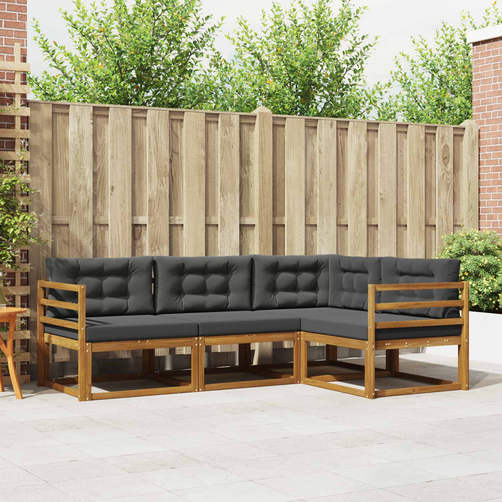 Set vanjskih sofa s jastukom 4 pcs Prirodna i antracit