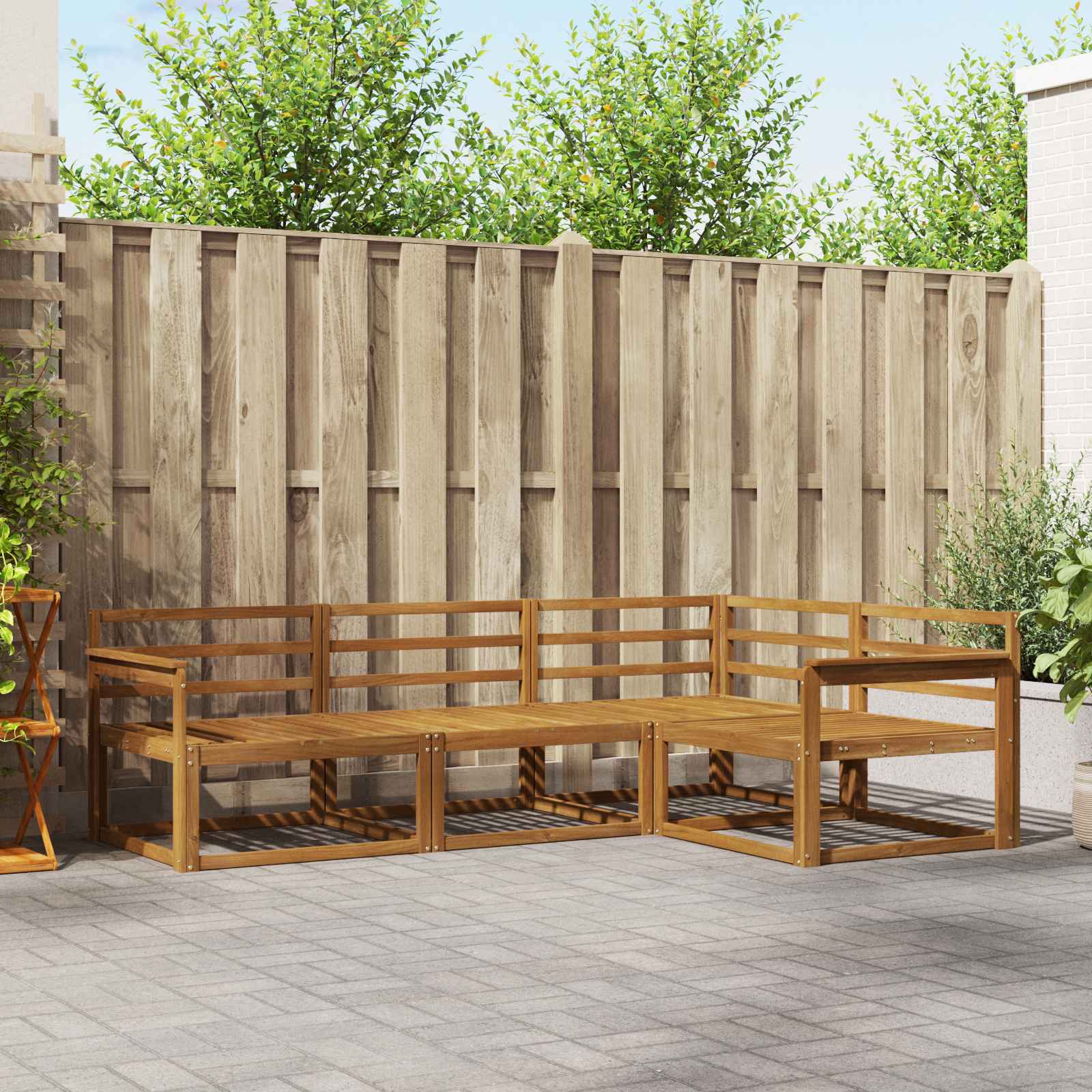 Set vanjskih sofa 4 pcs Prirodna Čvrsto drvo akacije