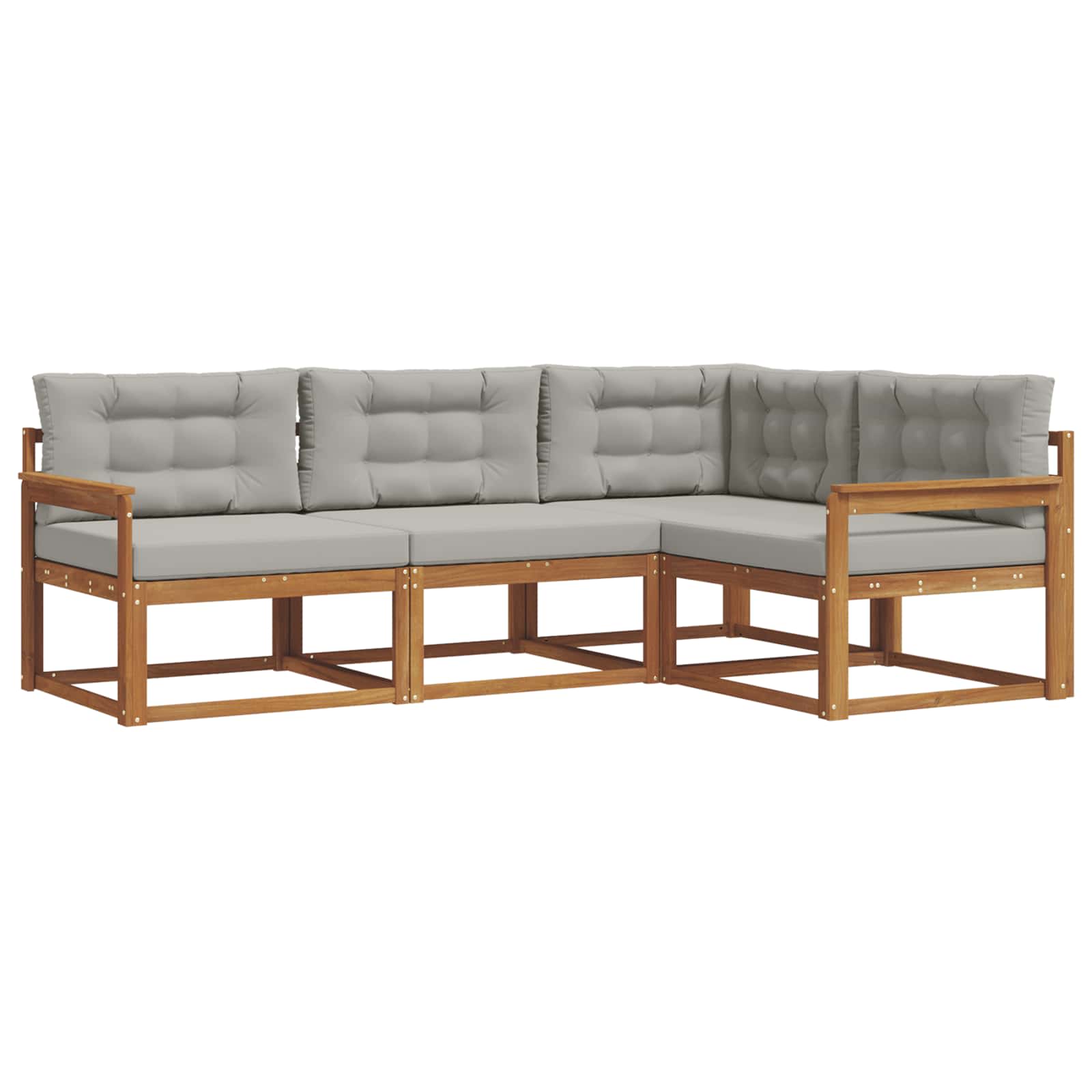 Set vanjskih sofa s jastukom 4 pcs Prirodna i svijetlo siva