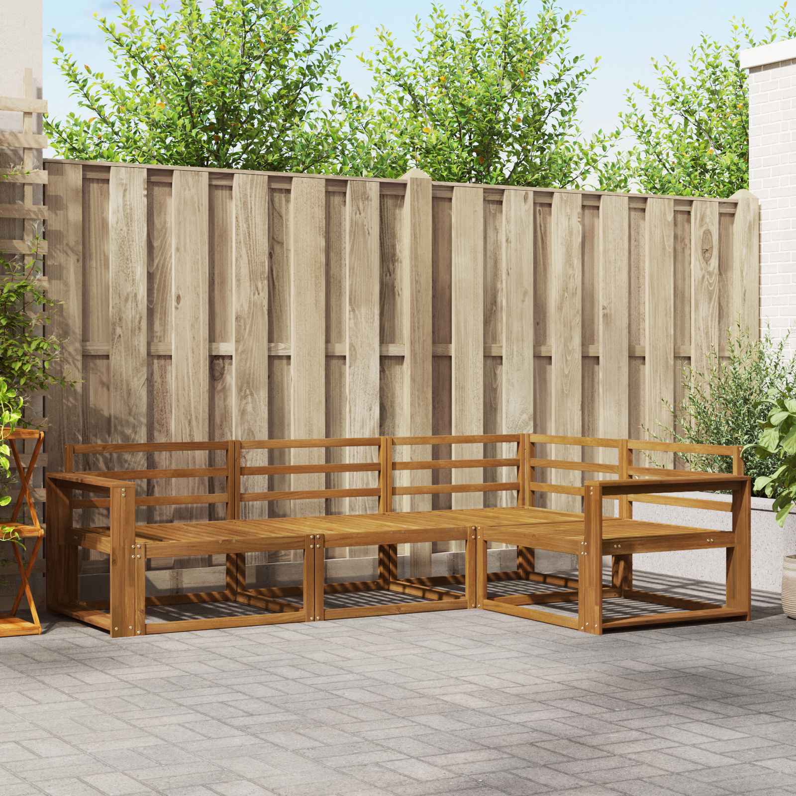 Set vanjskih sofa 4 pcs Prirodna Čvrsto drvo akacije
