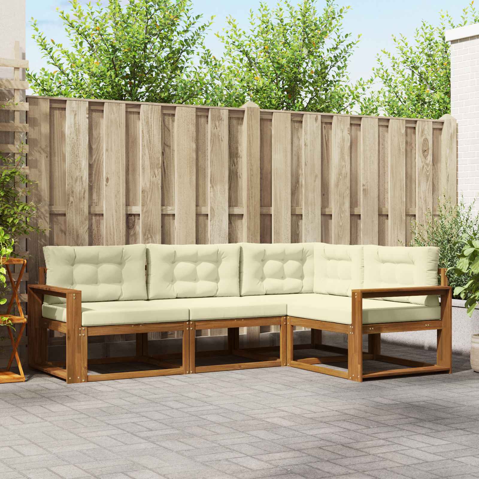 Set vanjskih sofa s jastukom 4 pcs Prirodna i krem