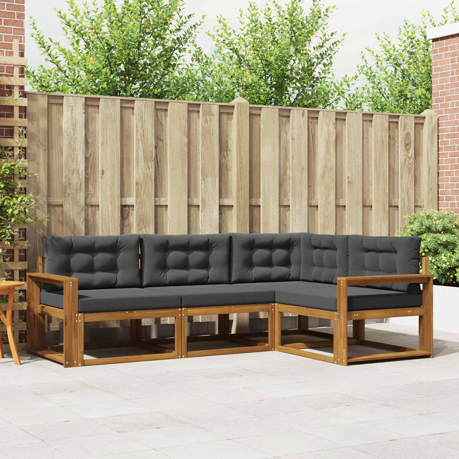 Set vanjskih sofa s jastukom 4 pcs Prirodna i antracit