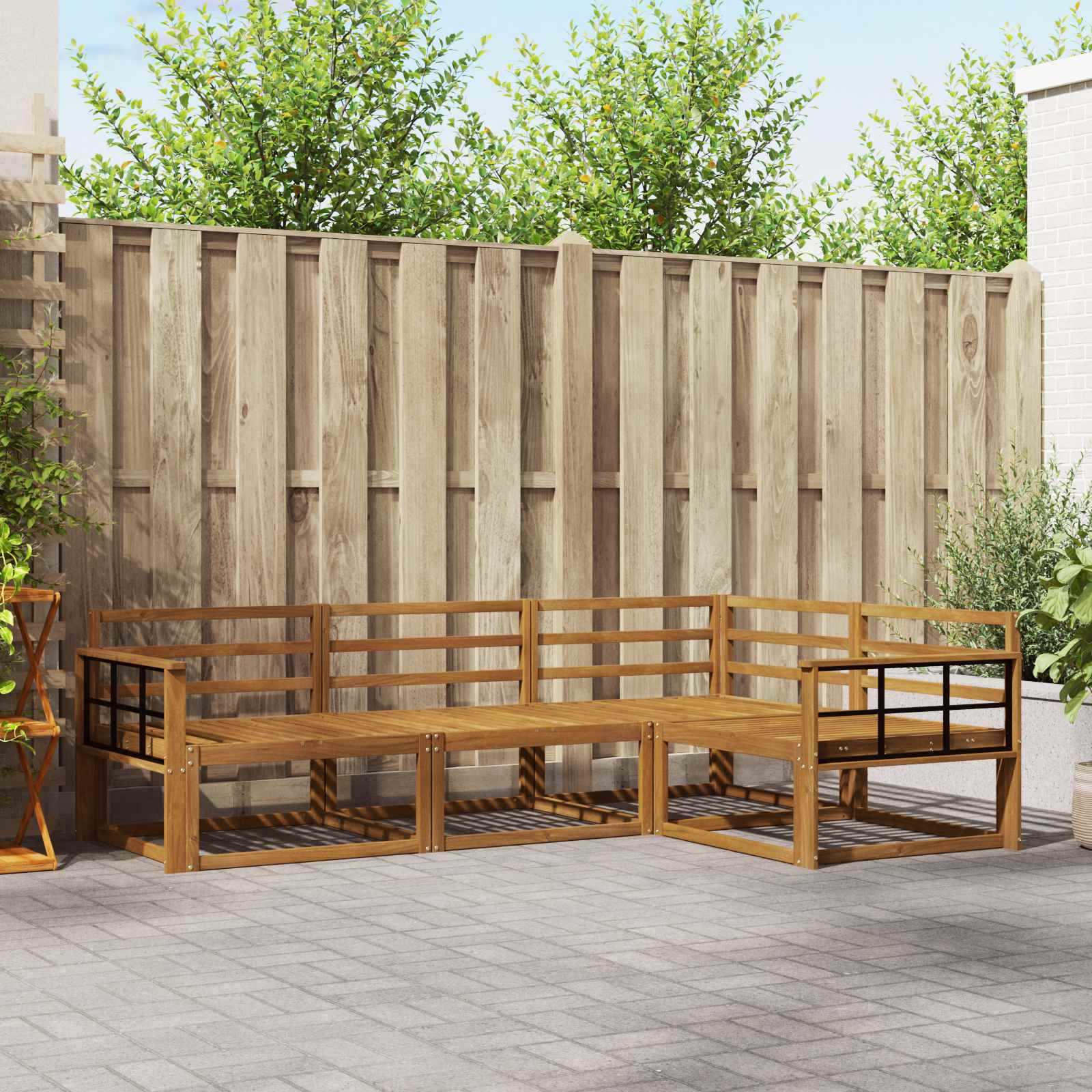 Set vanjskih sofa 4 pcs Prirodna Čvrsto drvo akacije