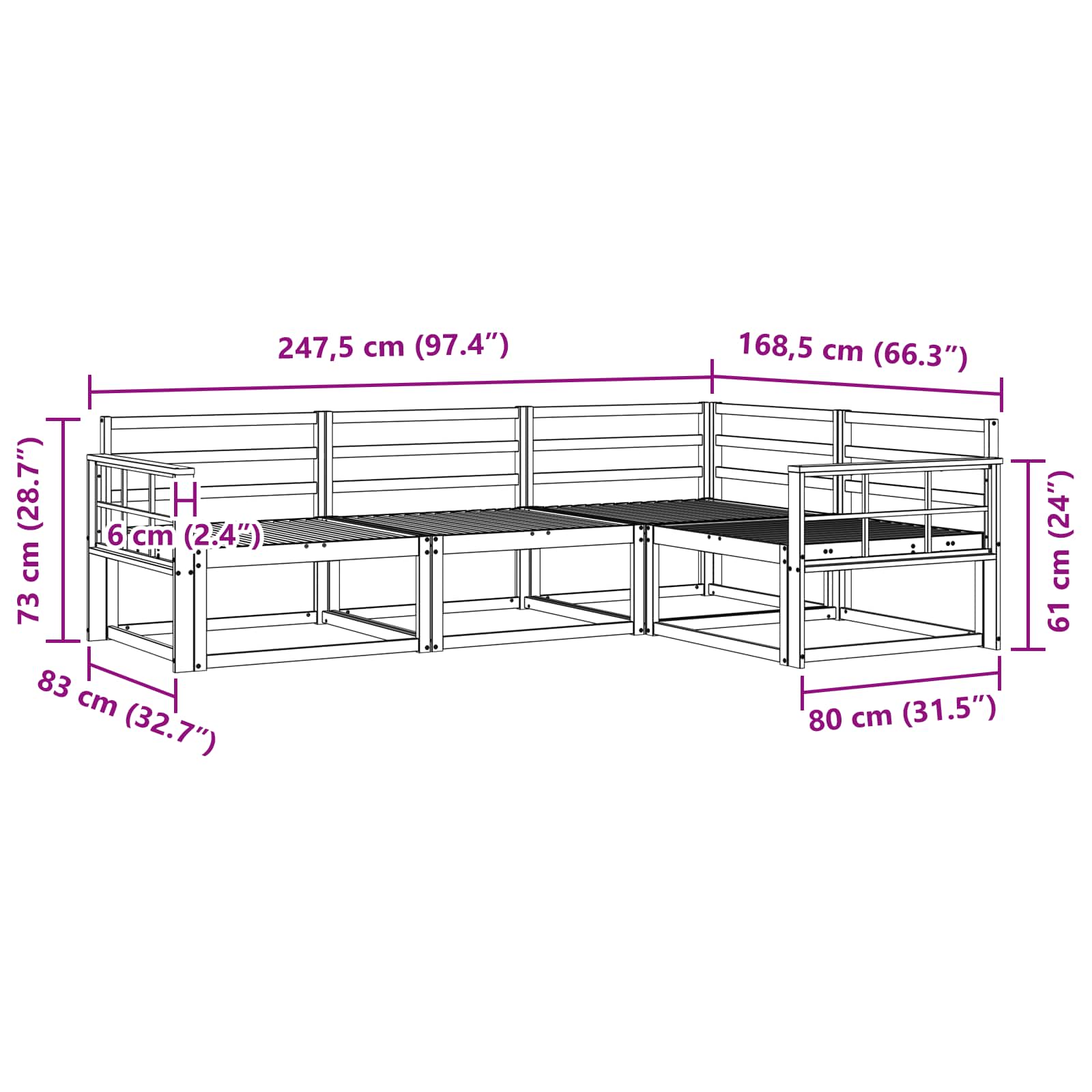 Set vanjskih sofa 4 pcs Prirodna Čvrsto drvo akacije