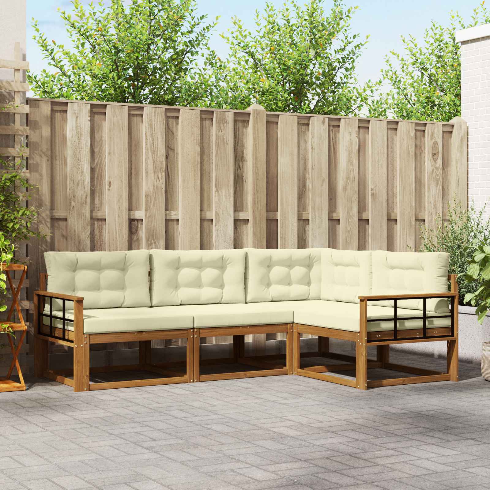 Set vanjskih sofa s jastukom 4 pcs Prirodna i krem