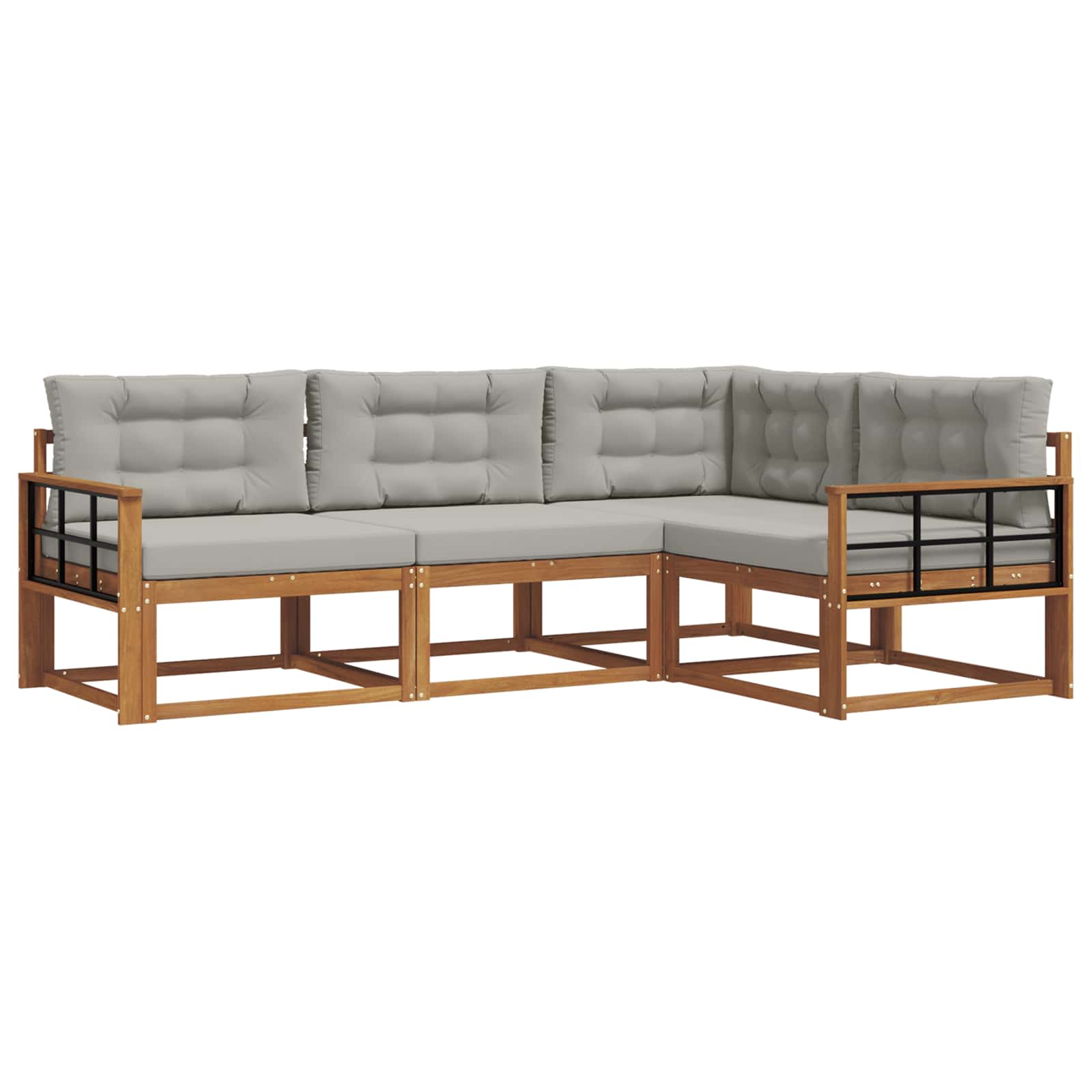 Set vanjskih sofa s jastukom 4 pcs Prirodna i svijetlo siva