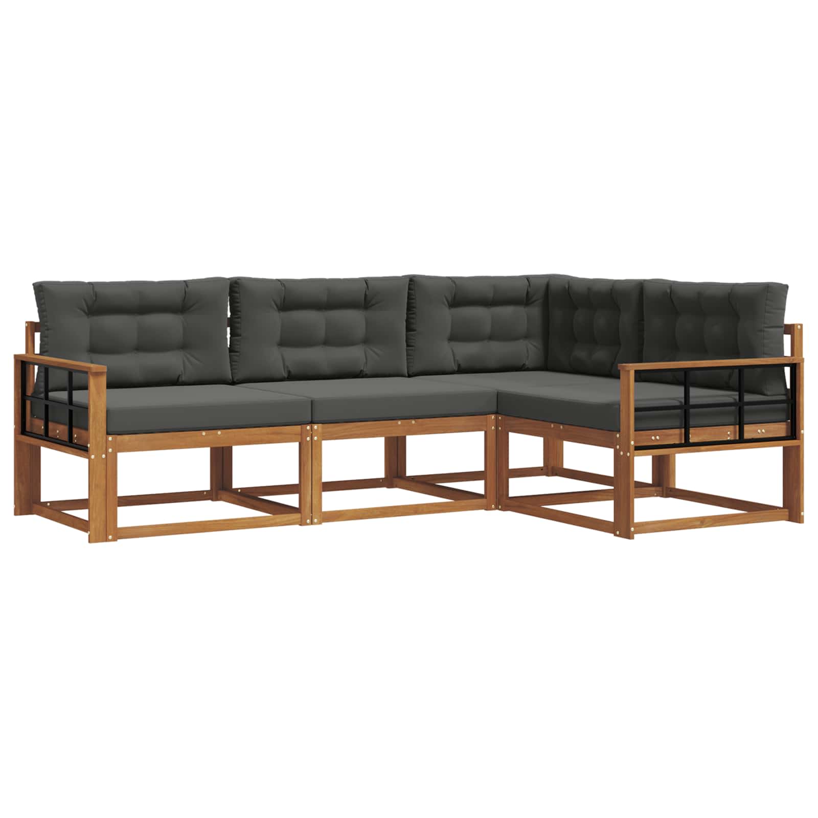 Set vanjskih sofa s jastukom 4 pcs Prirodna i antracit