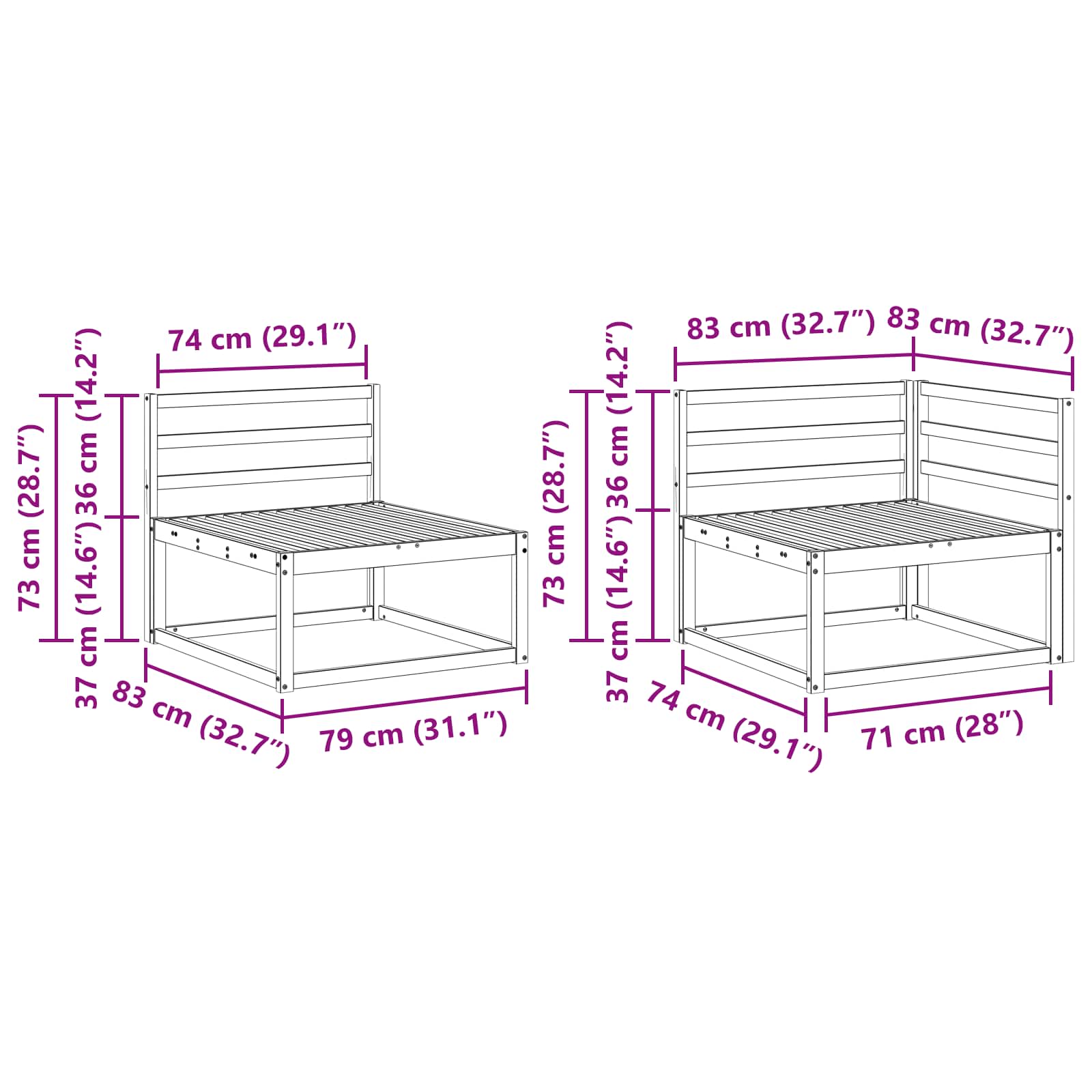 Set vanjskih sofa 4 pcs Prirodna Čvrsto drvo akacije