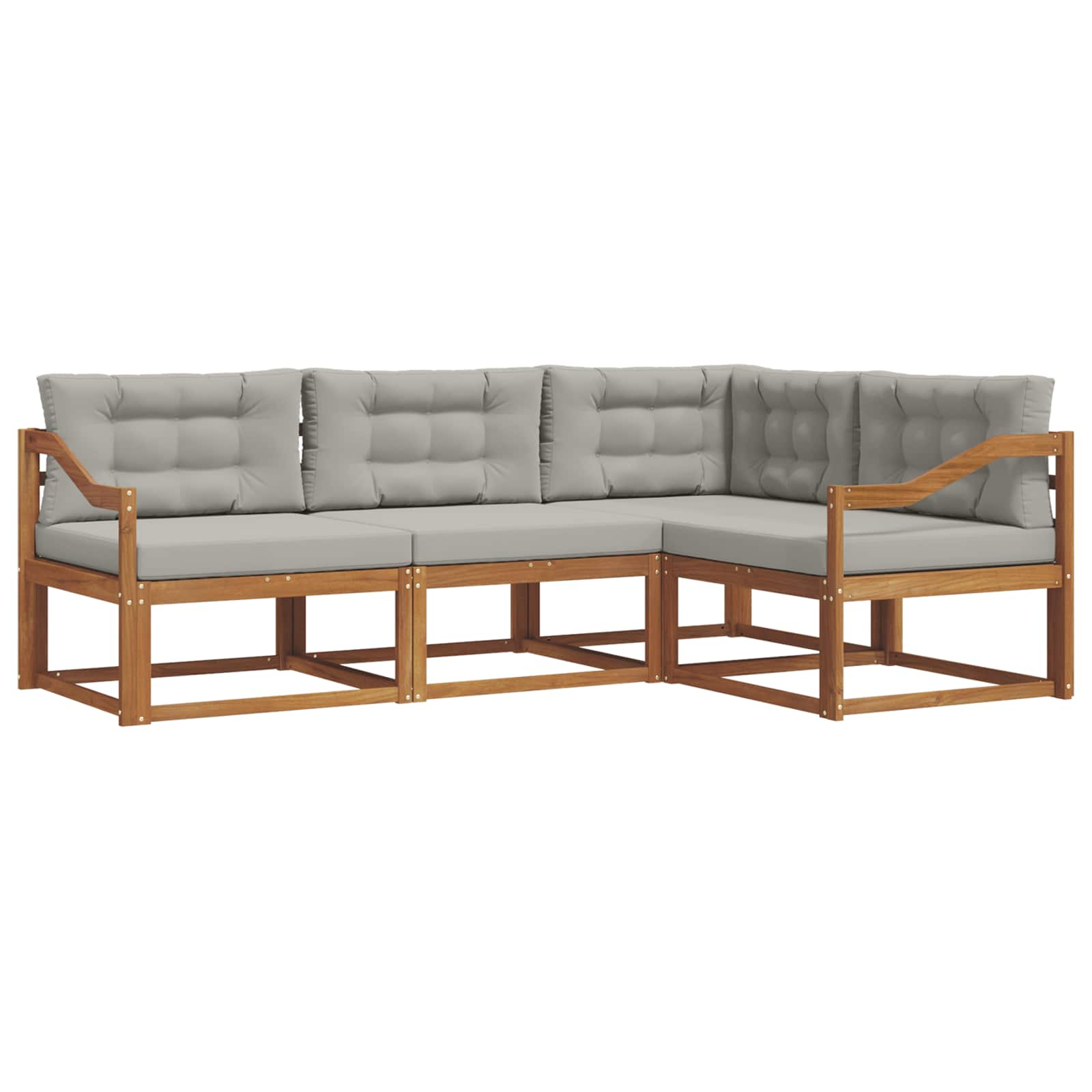 Set vanjskih sofa s jastukom 4 pcs Prirodna i svijetlo siva