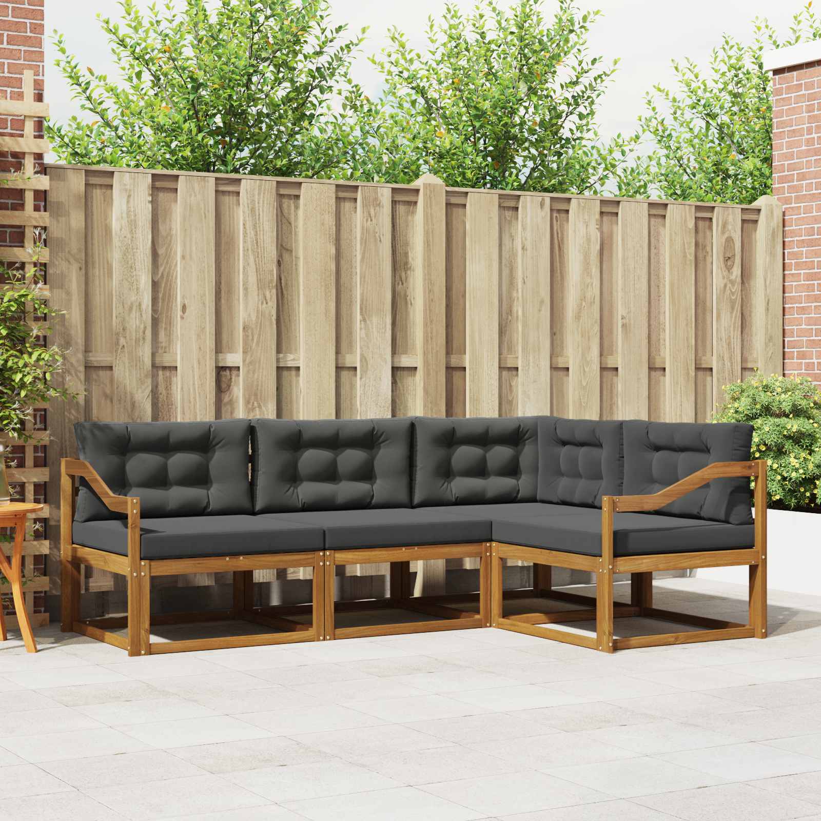 Set vanjskih sofa s jastukom 4 pcs Prirodna i antracit