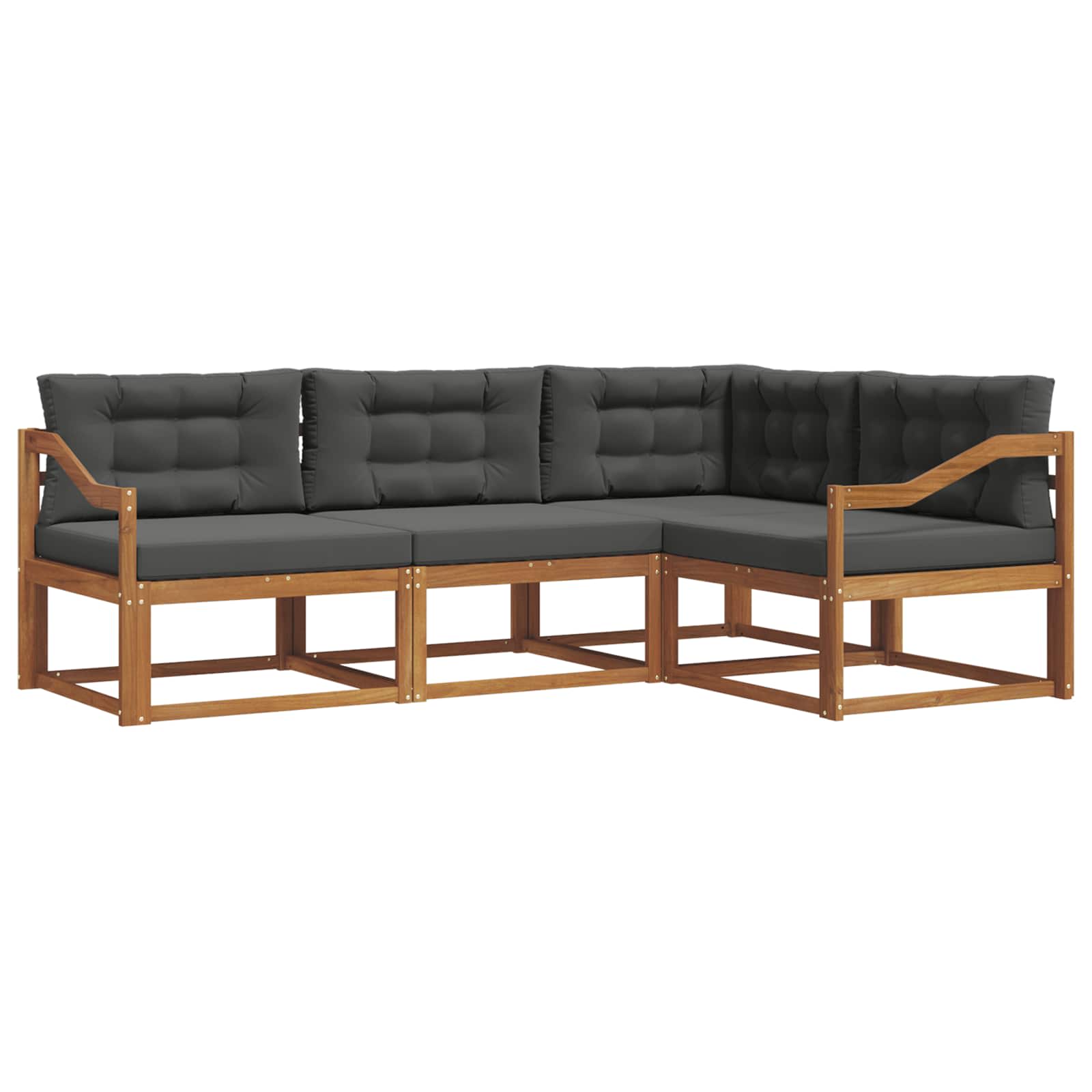 Set vanjskih sofa s jastukom 4 pcs Prirodna i antracit