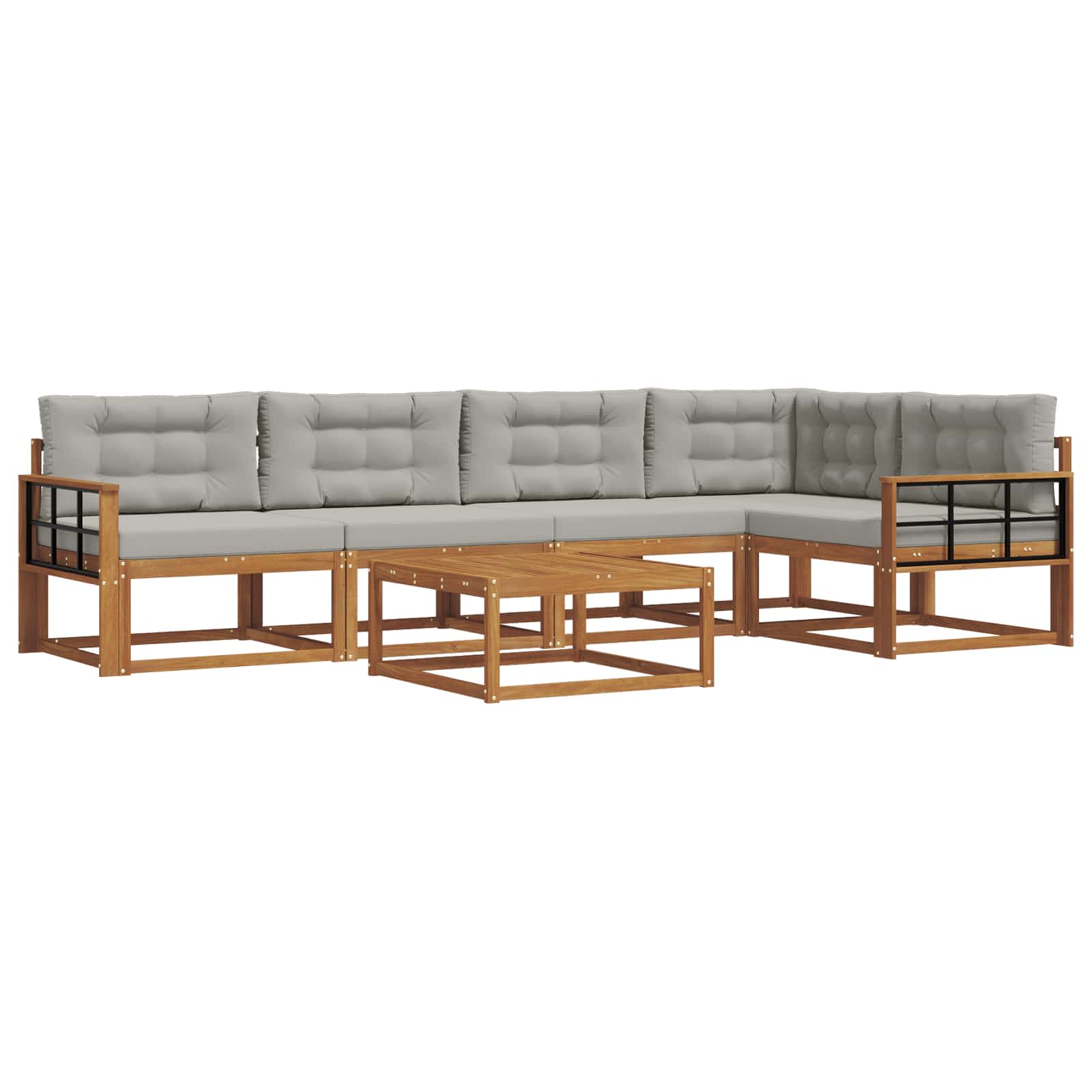 Set vanjskih sofa s jastukom 6 pcs Prirodna i svjetlosiva