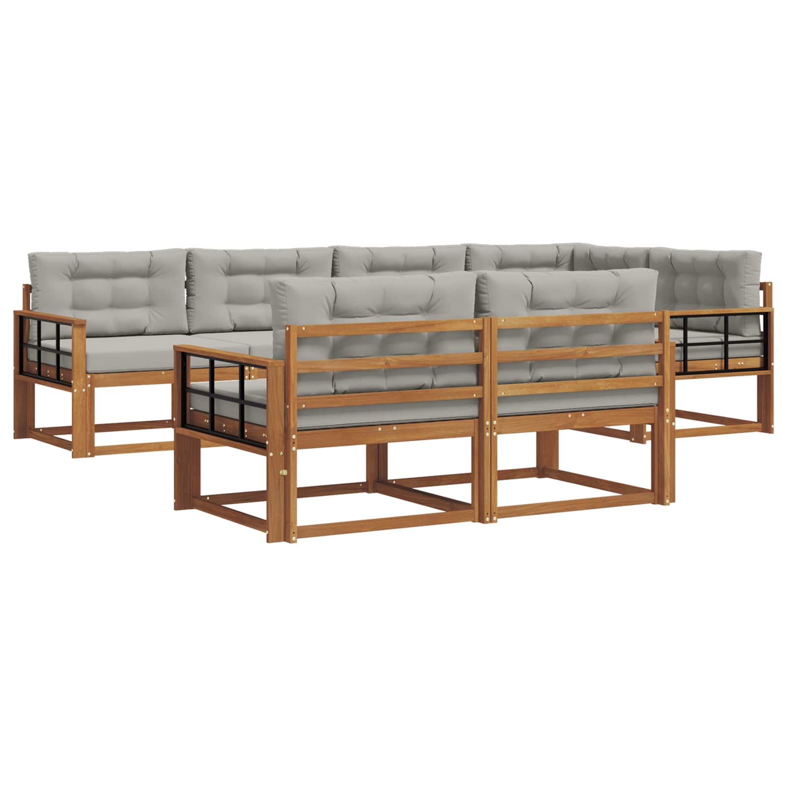 Set vanjskih sofa s jastukom 7 pcs Prirodna i svjetlosiva