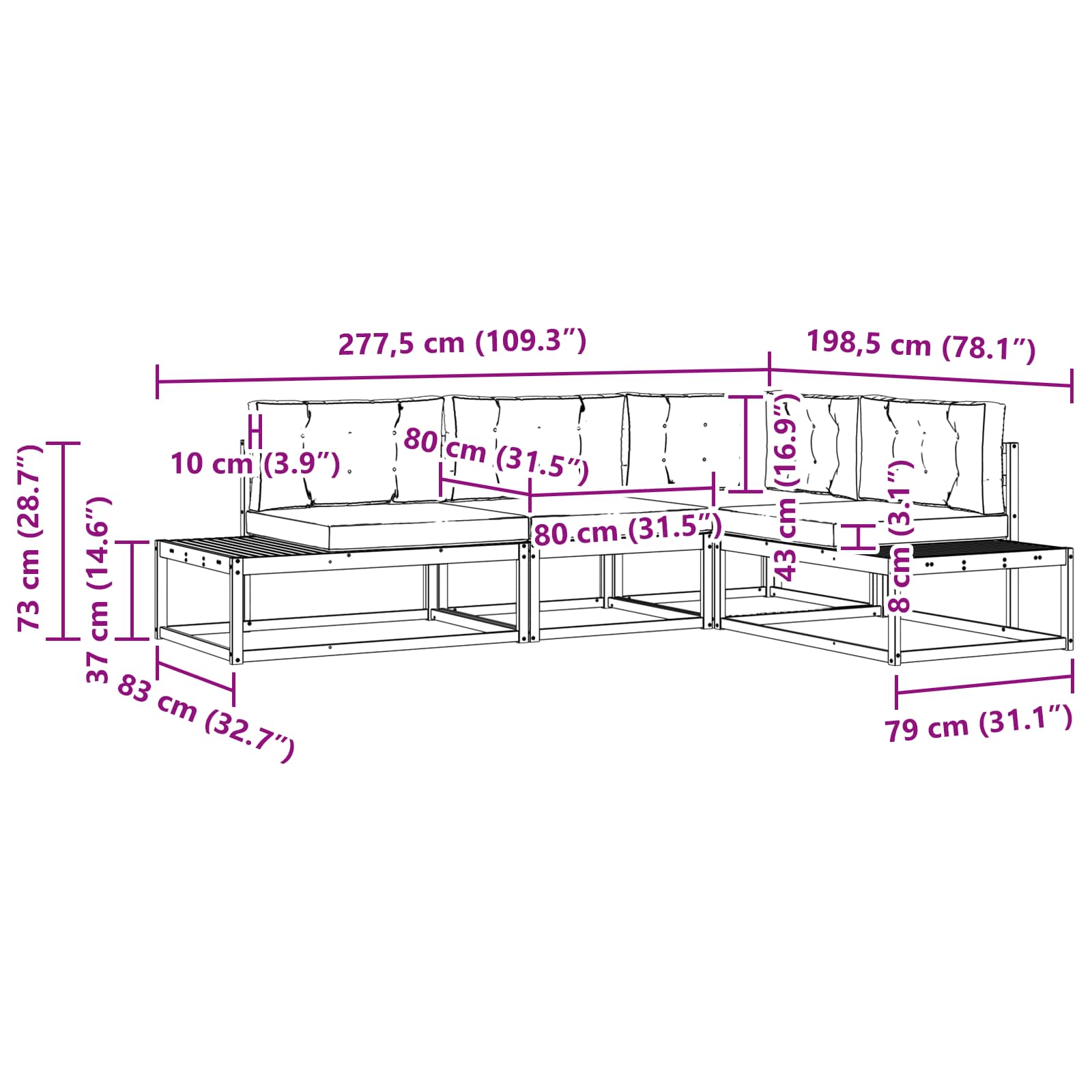 Set vanjskih sofa Prirodna i svijetlo siva