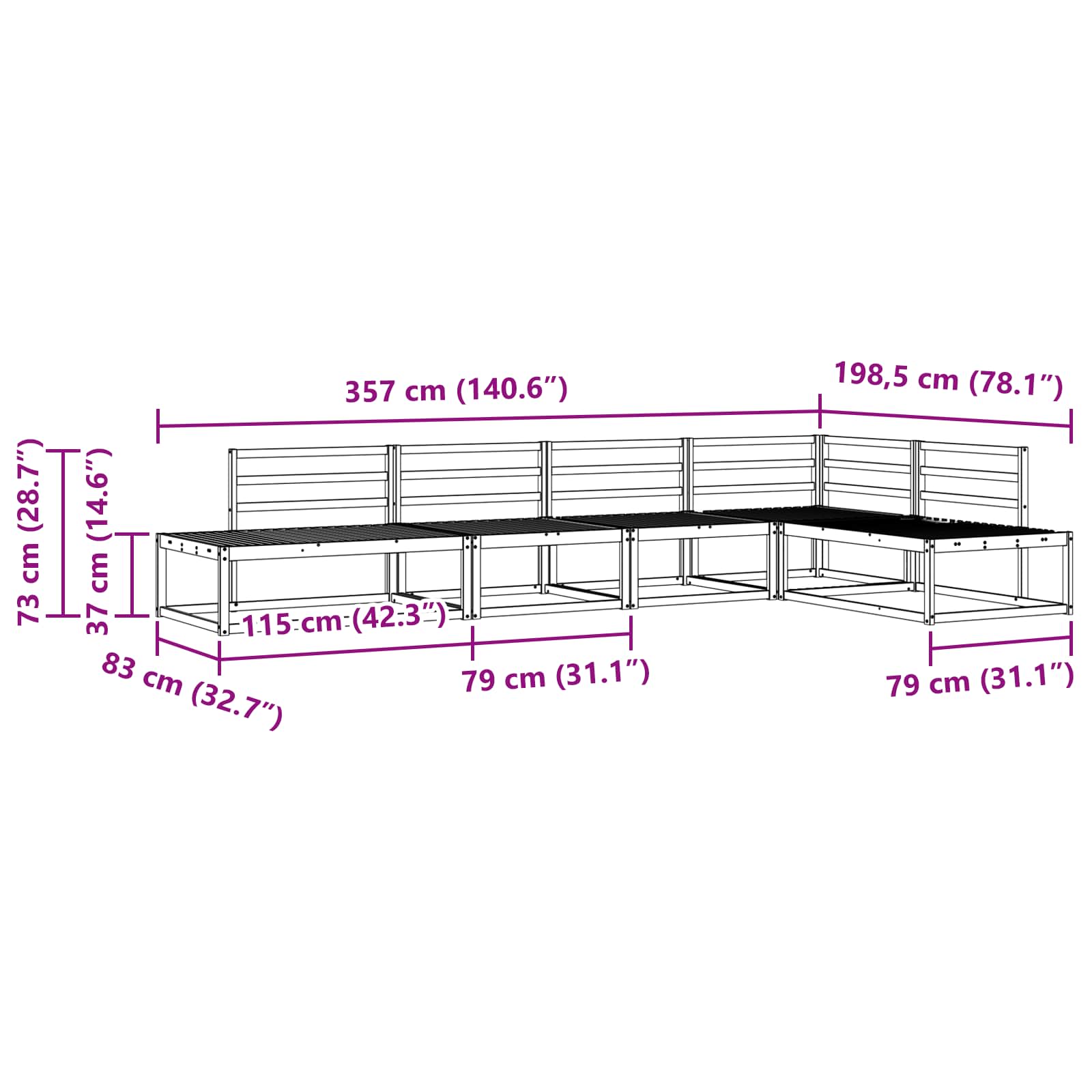 Set vanjskih sofa Prirodna Čvrsto drvo akacije