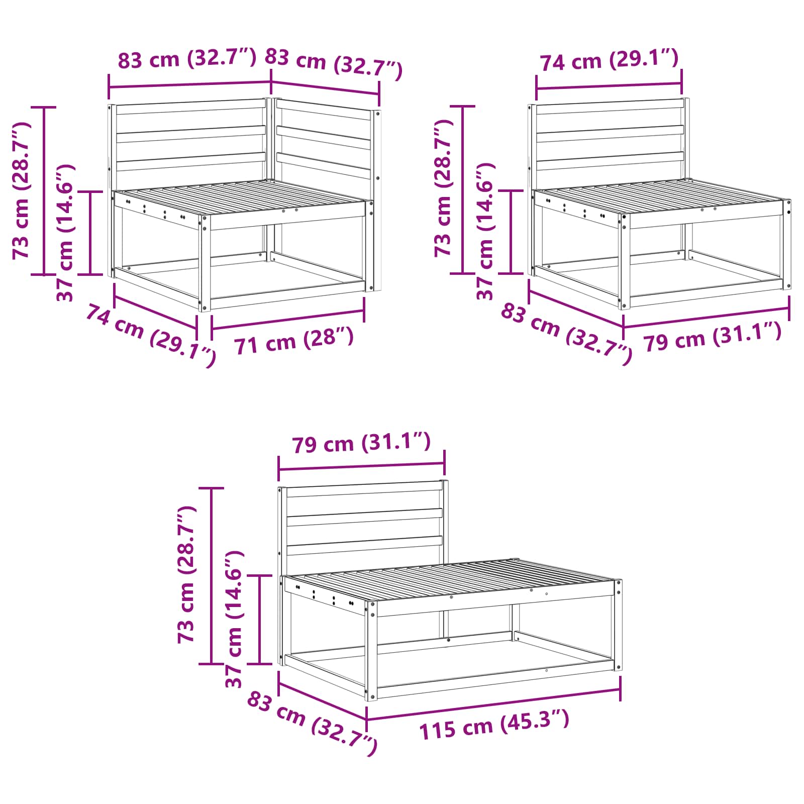 Set vanjskih sofa Prirodna Čvrsto drvo akacije