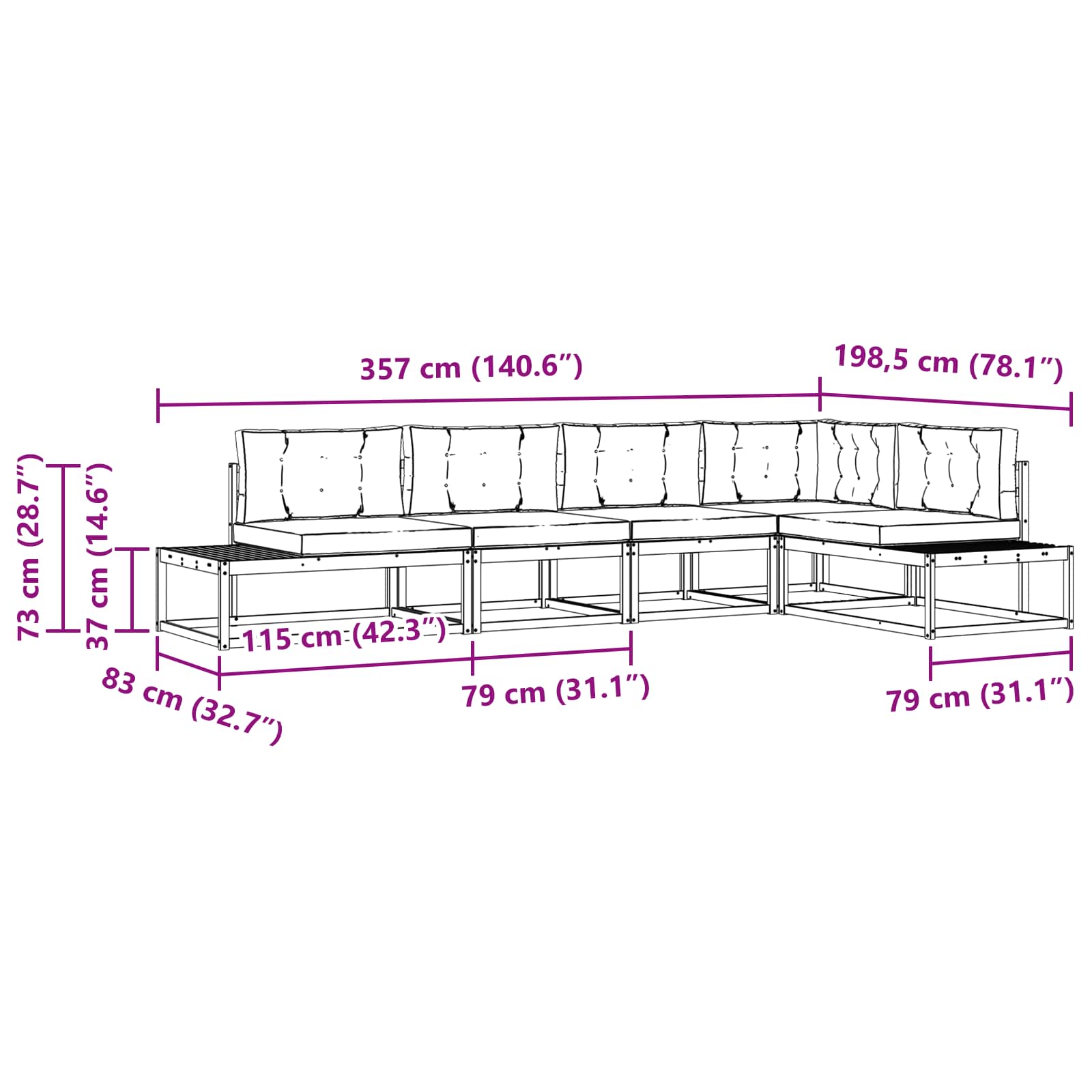 Set vanjskih sofa Prirodna i bež