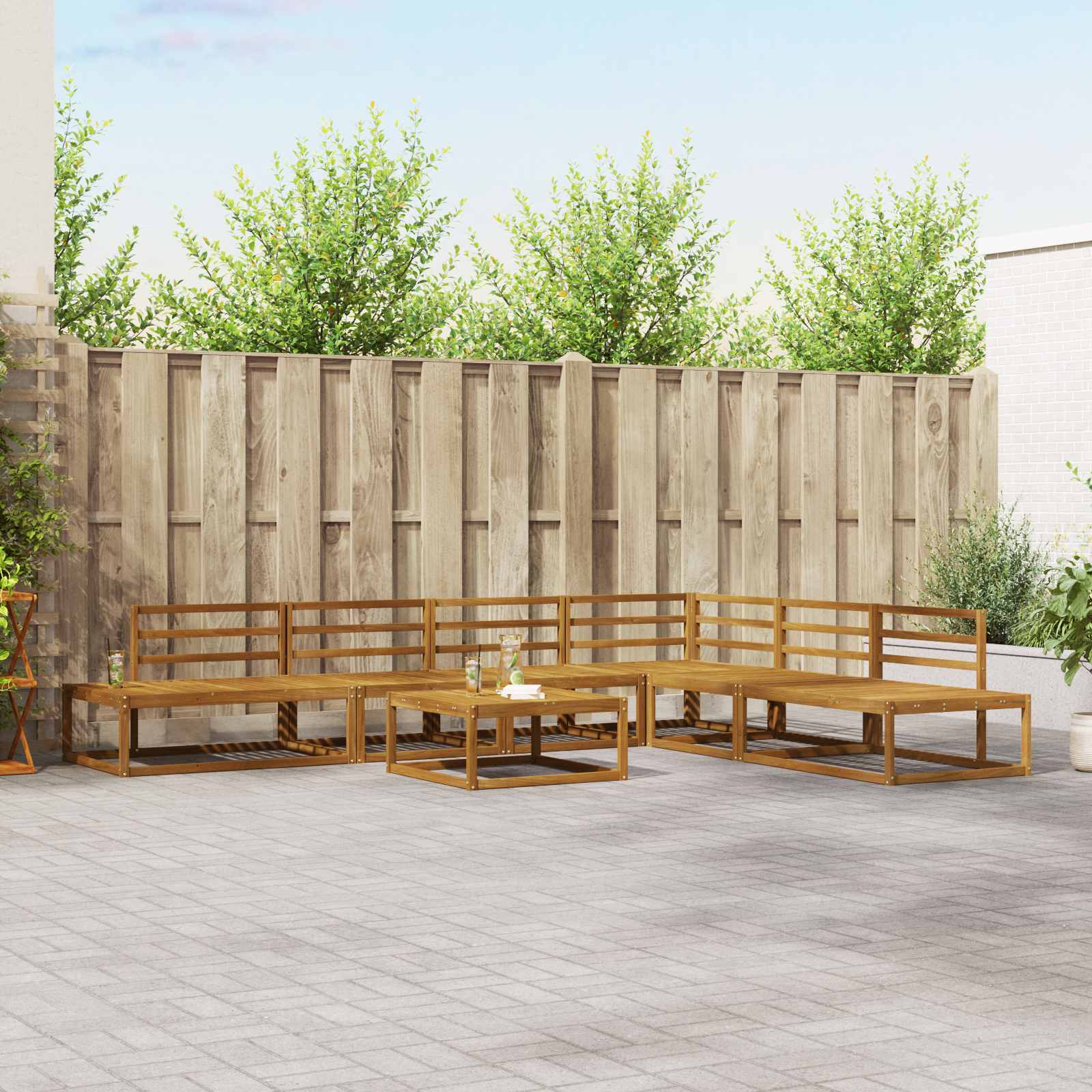 Set vanjskih sofa Prirodna Čvrsto drvo akacije