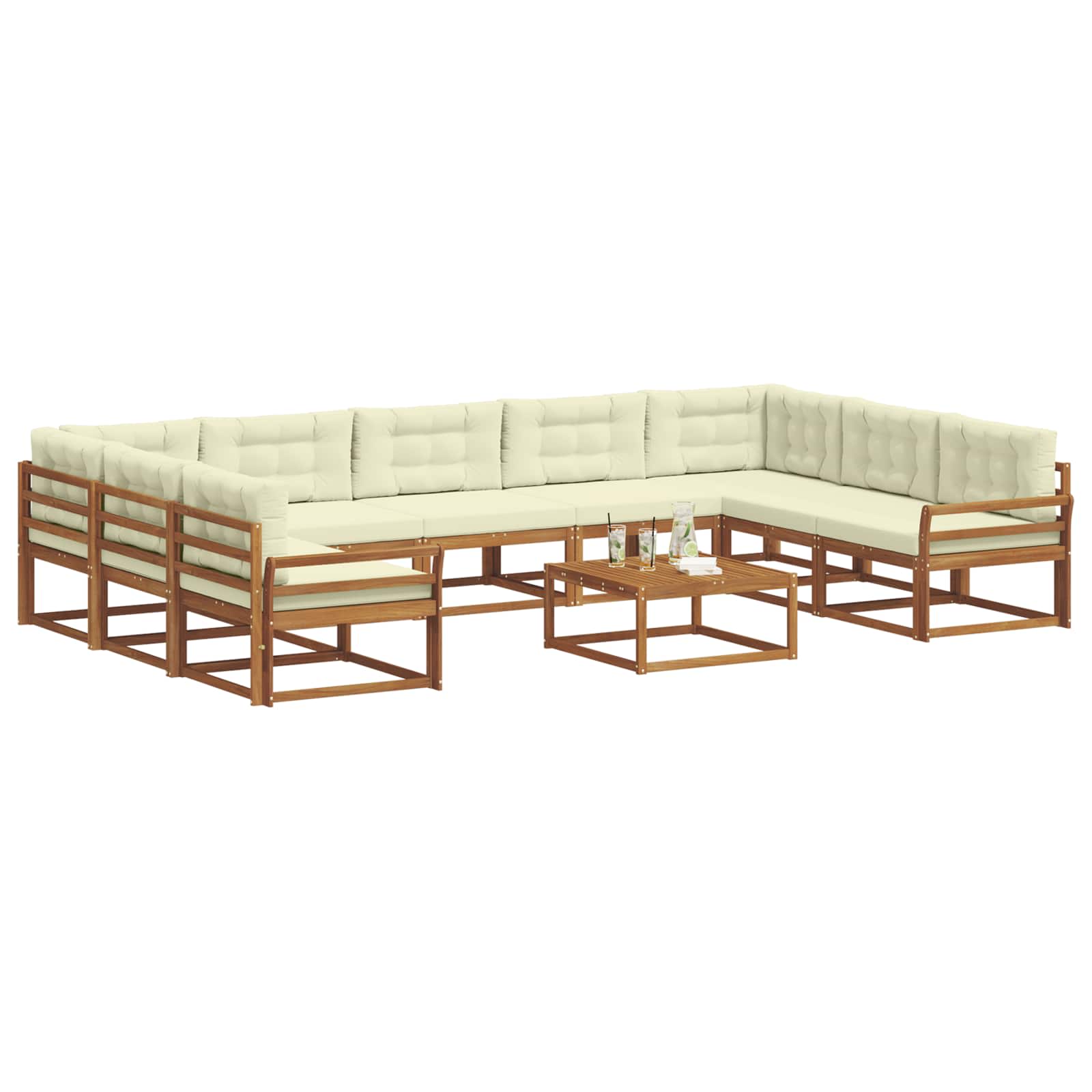 Set vanjskih sofa s jastukom 10 pcs Prirodna i krem