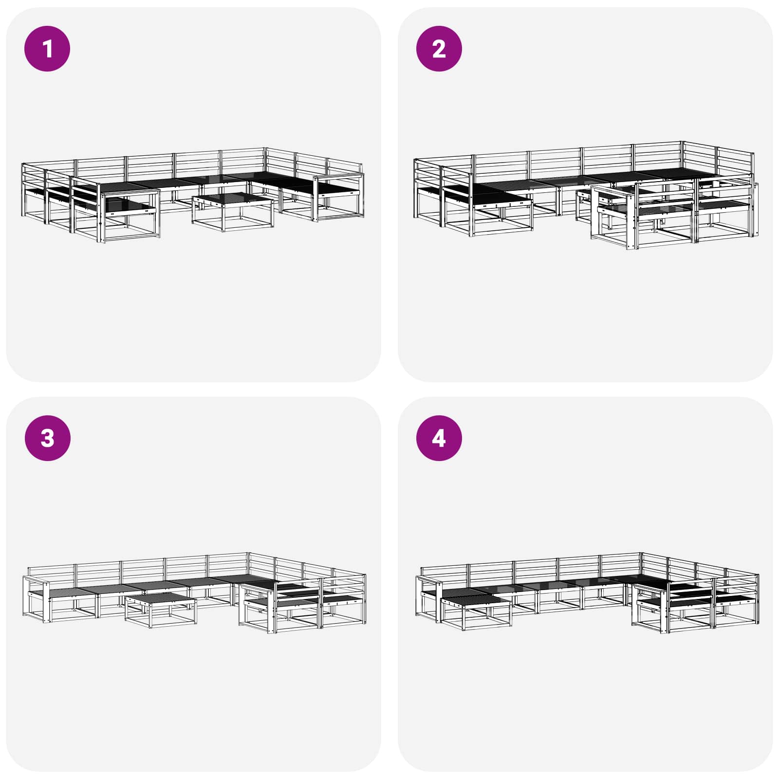 Set vanjskih sofa 10 pcs Prirodna Čvrsto drvo akacije