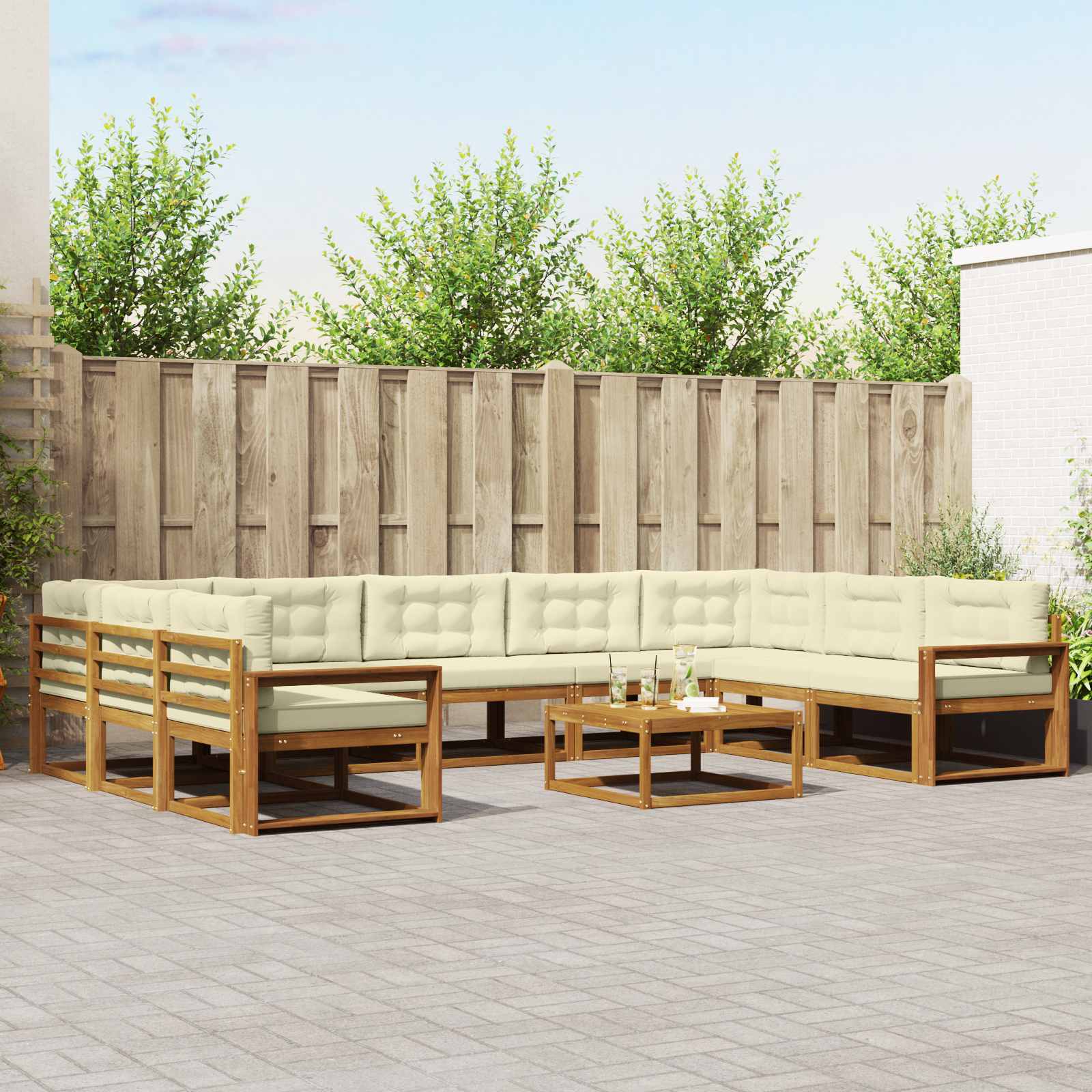 Set vanjskih sofa s jastukom 10 pcs Prirodna i krem