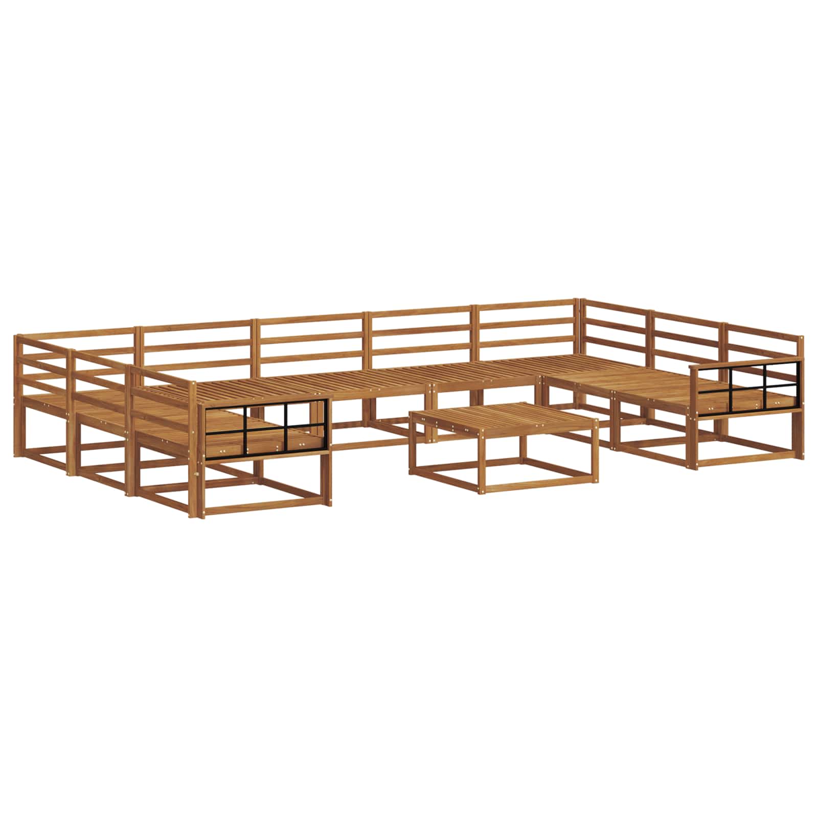 Set vanjskih sofa 10 pcs Prirodna Čvrsto drvo akacije