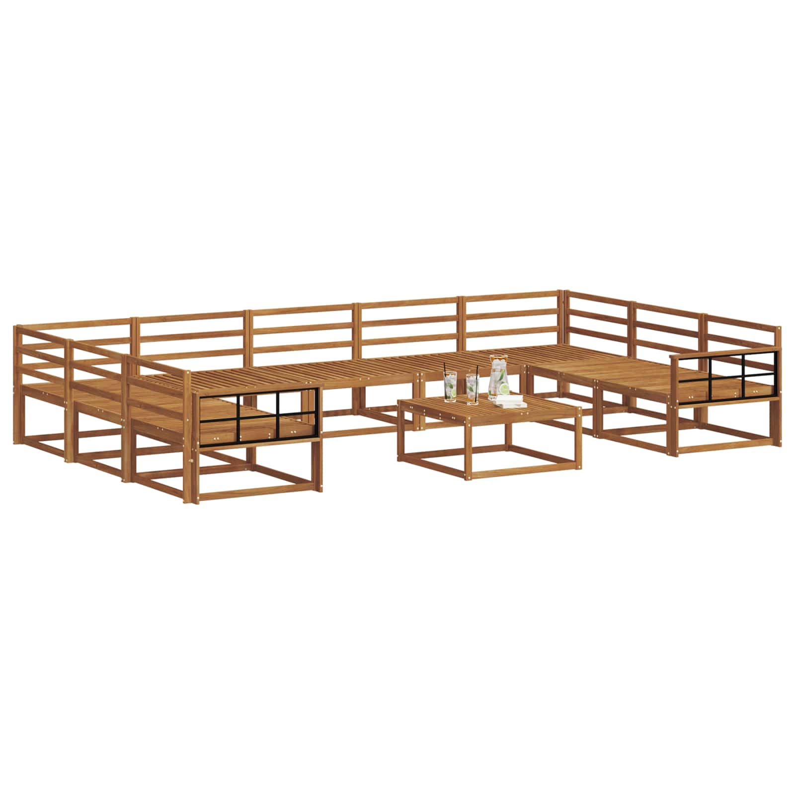 Set vanjskih sofa 10 pcs Prirodna Čvrsto drvo akacije