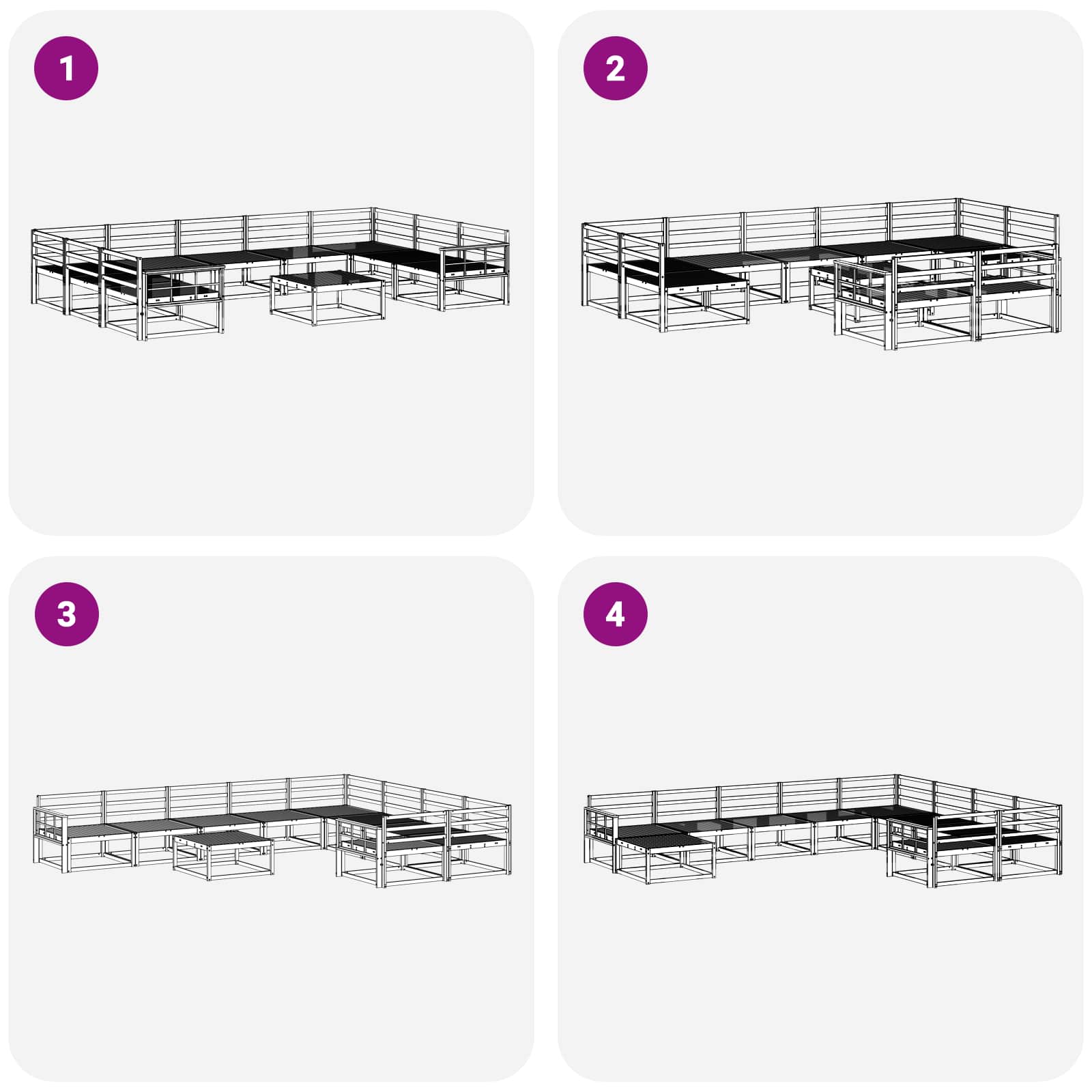 Set vanjskih sofa 10 pcs Prirodna Čvrsto drvo akacije