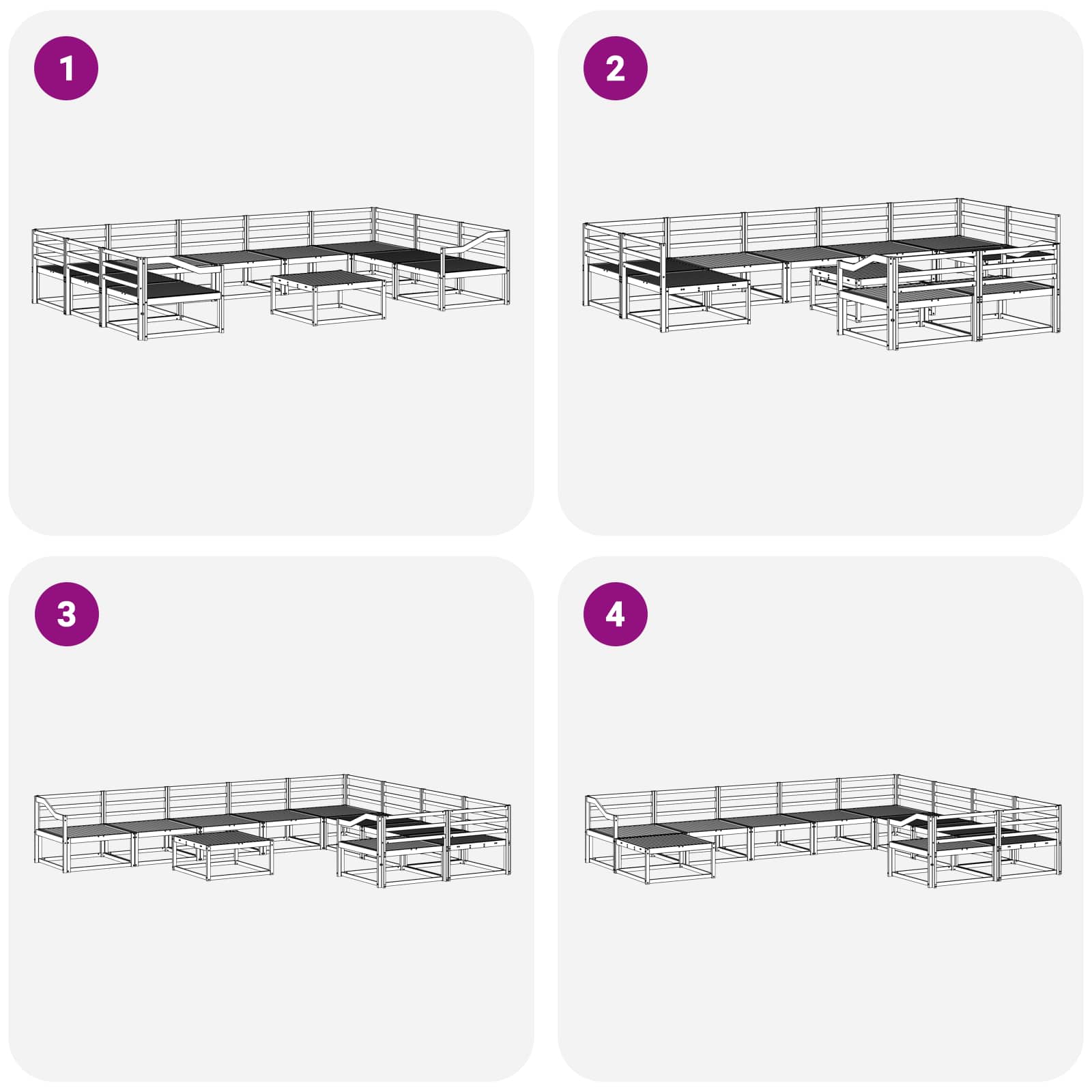 Set vanjskih sofa 10 pcs Prirodna Čvrsto drvo akacije