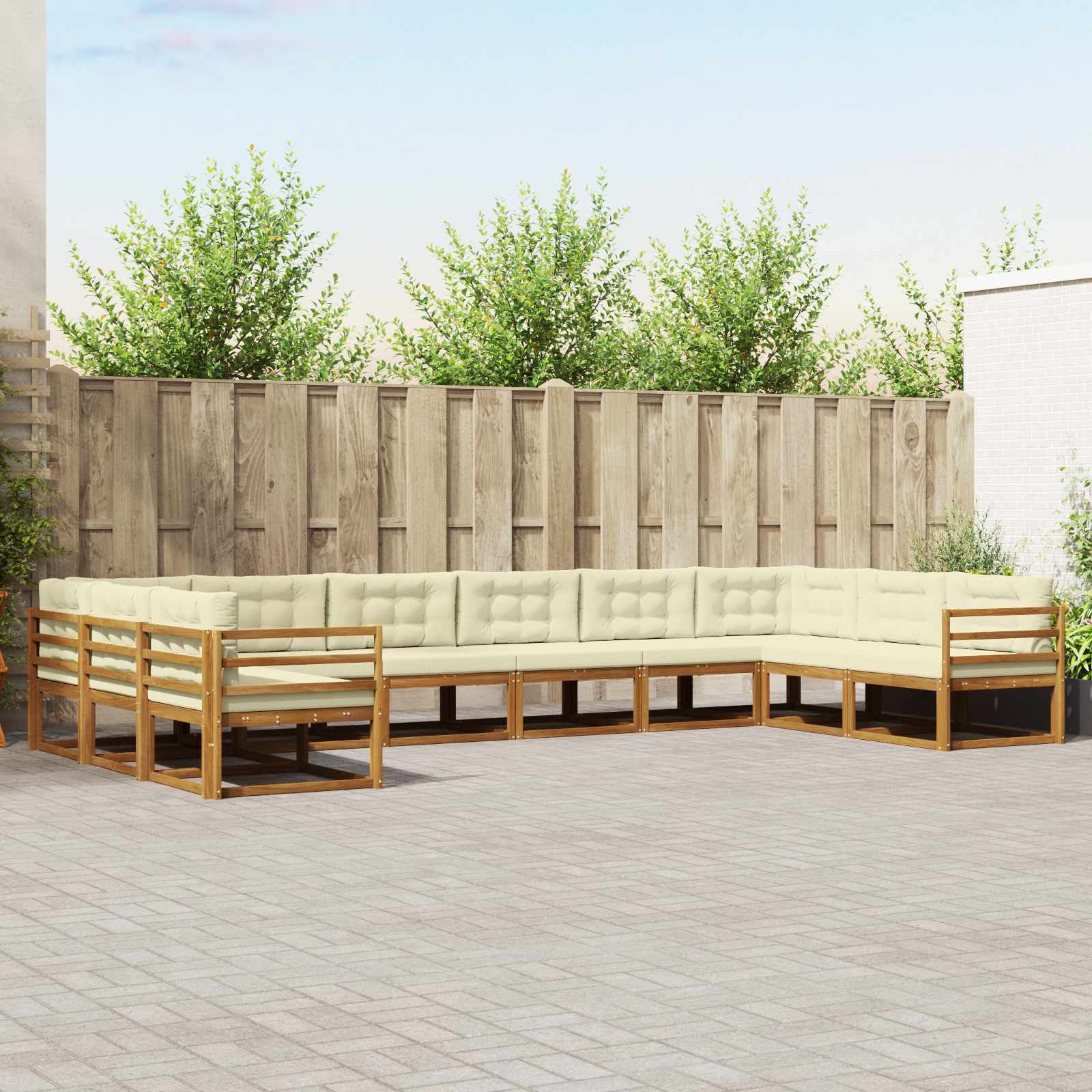 Set vanjskih sofa s jastukom 10 pcs Prirodna i krem