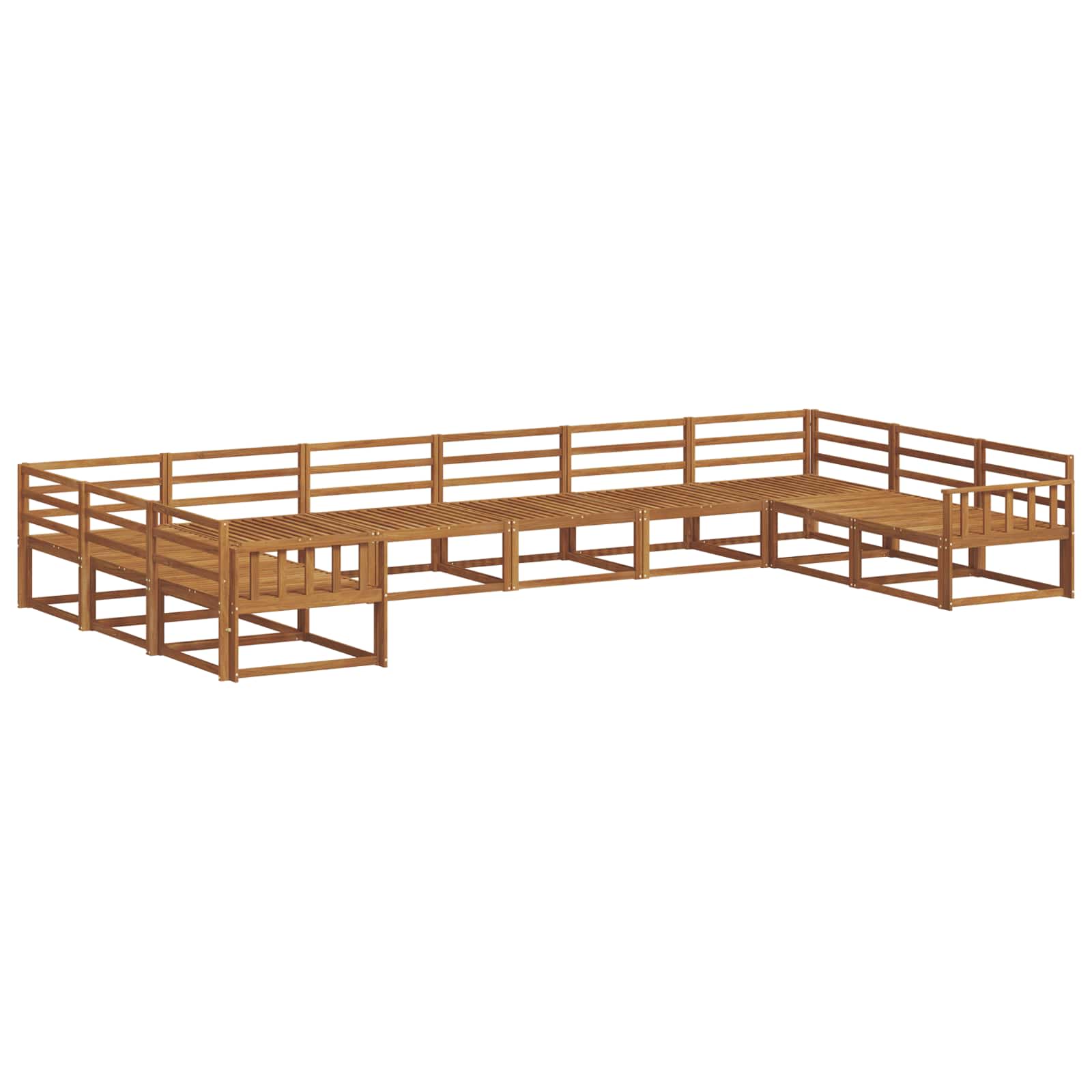 Set vanjskih sofa 10 pcs Prirodna Čvrsto drvo akacije