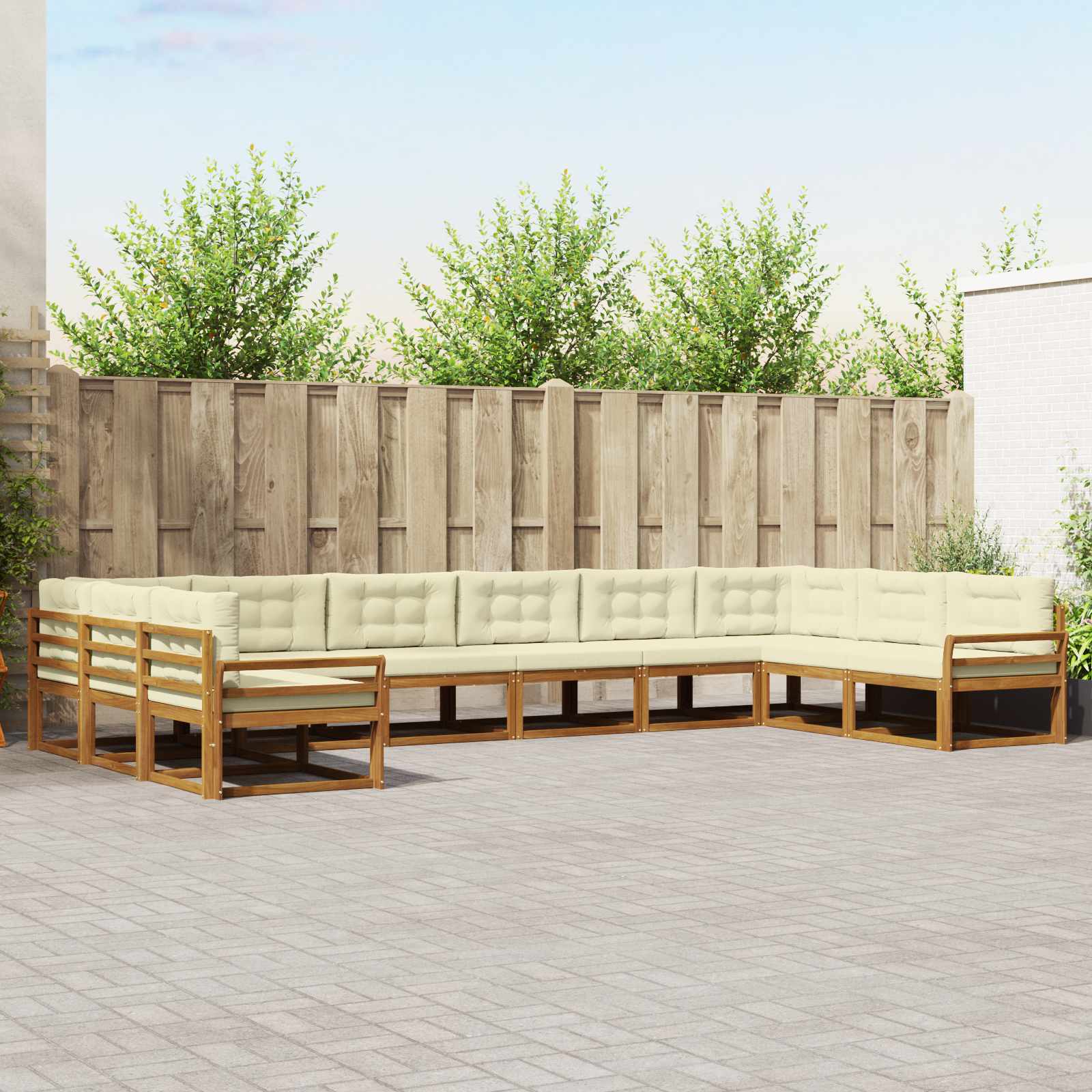 Set vanjskih sofa s jastukom 10 pcs Prirodna i krem