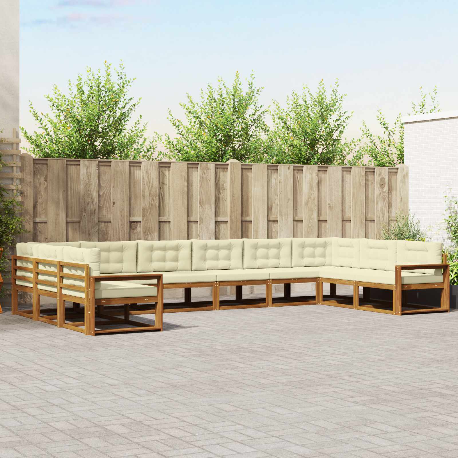 Set vanjskih sofa s jastukom 10 pcs Prirodna i krem