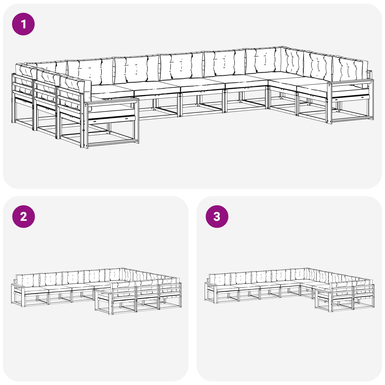 Set vanjskih sofa s jastukom 10 pcs Prirodna i krem