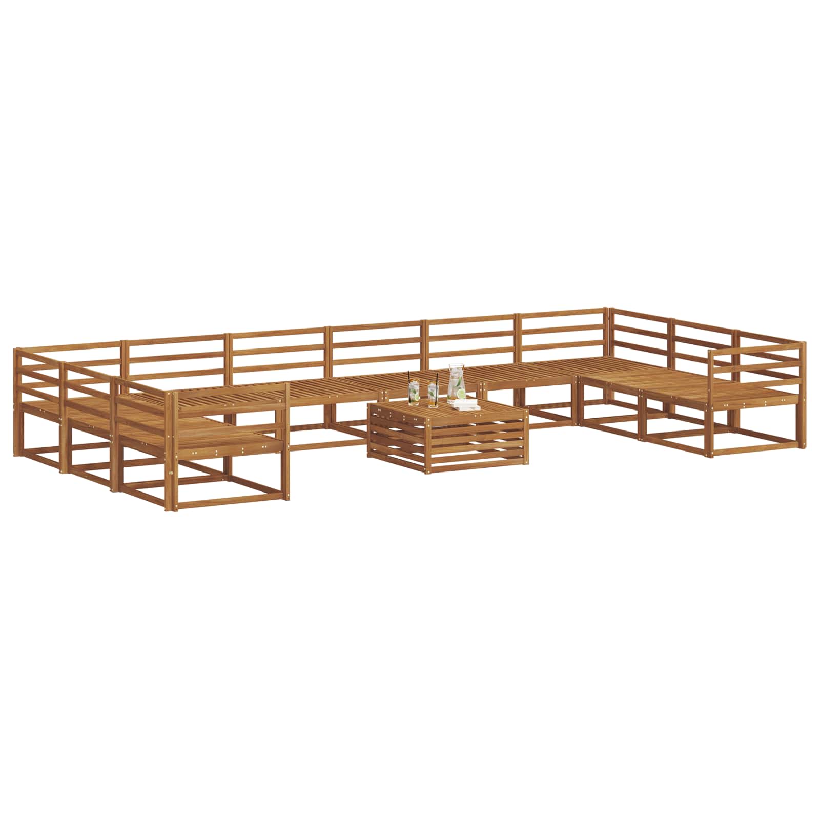 Set vanjskih sofa 11 pcs Prirodna Čvrsto drvo akacije