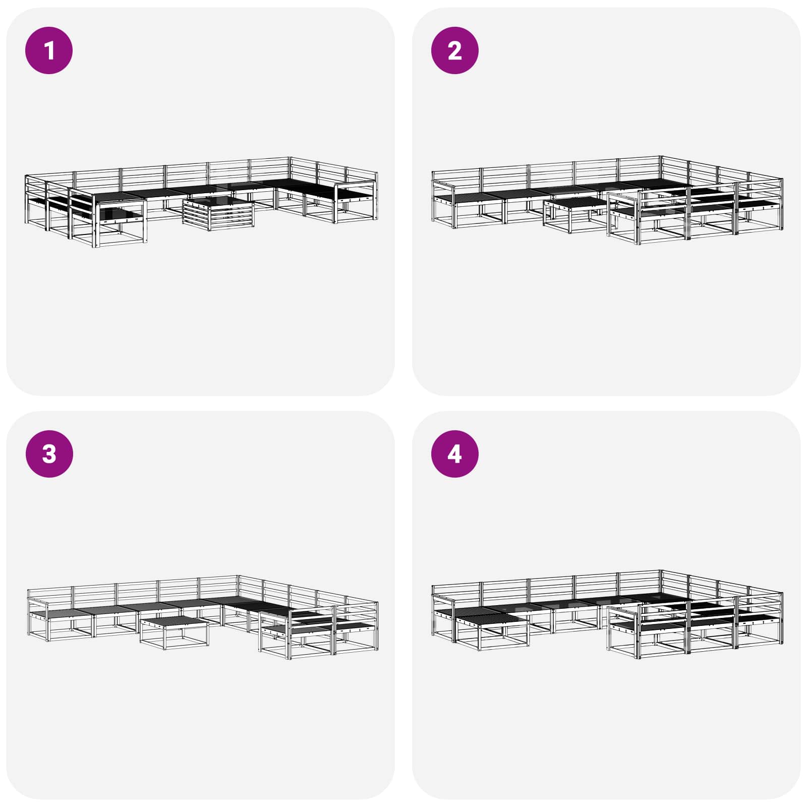 Set vanjskih sofa 11 pcs Prirodna Čvrsto drvo akacije