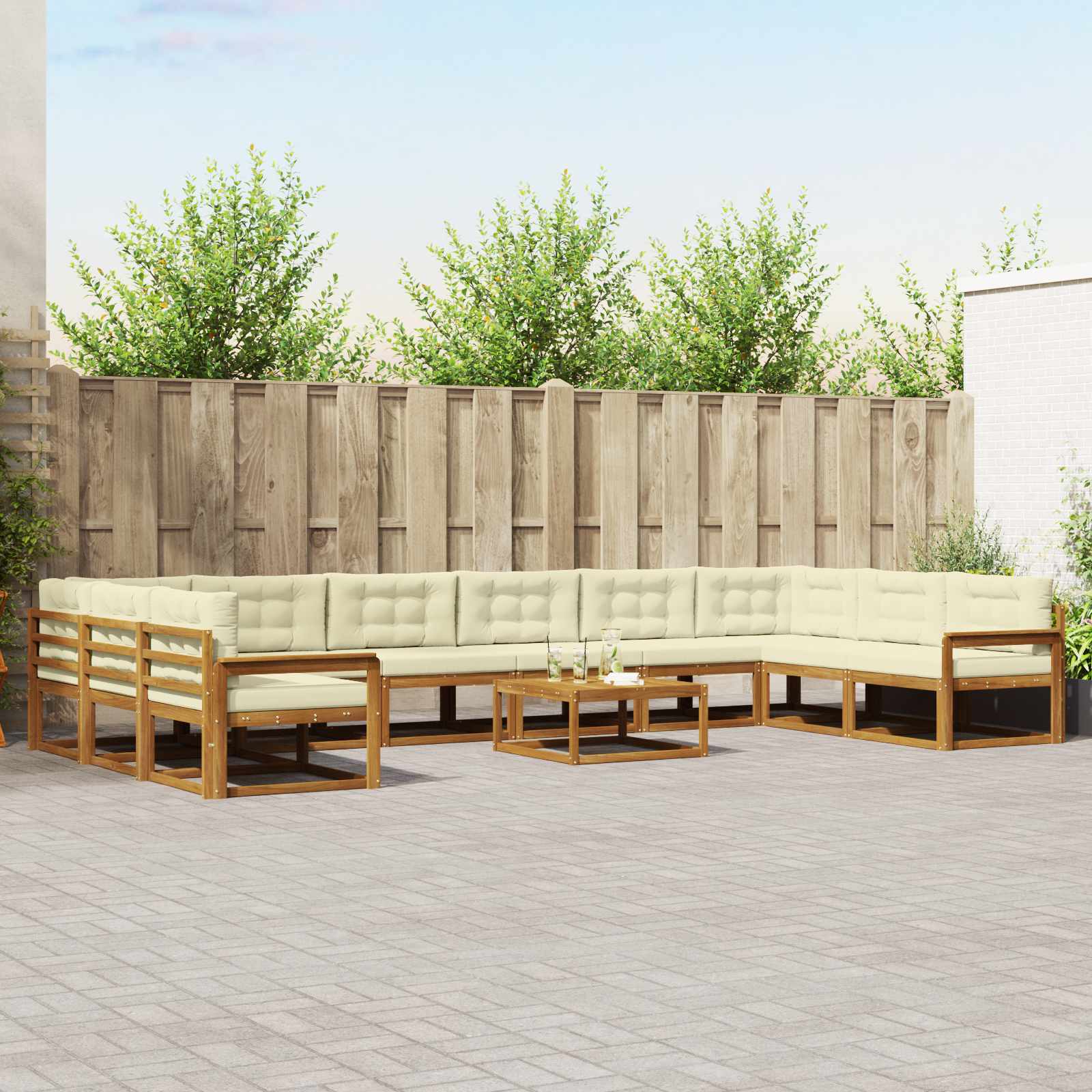 Set vanjskih sofa s jastukom 11 pcs Prirodna i krem