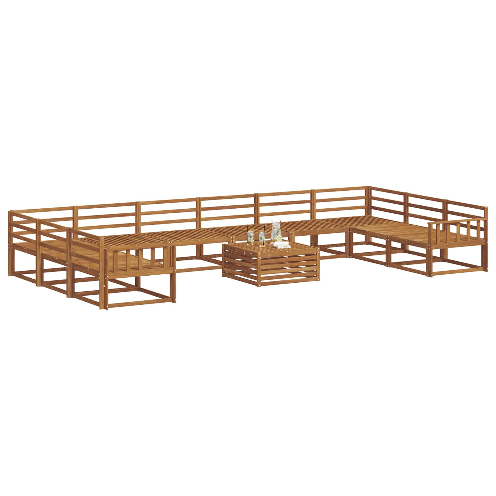 Set vanjskih sofa 11 pcs Prirodna Čvrsto drvo akacije