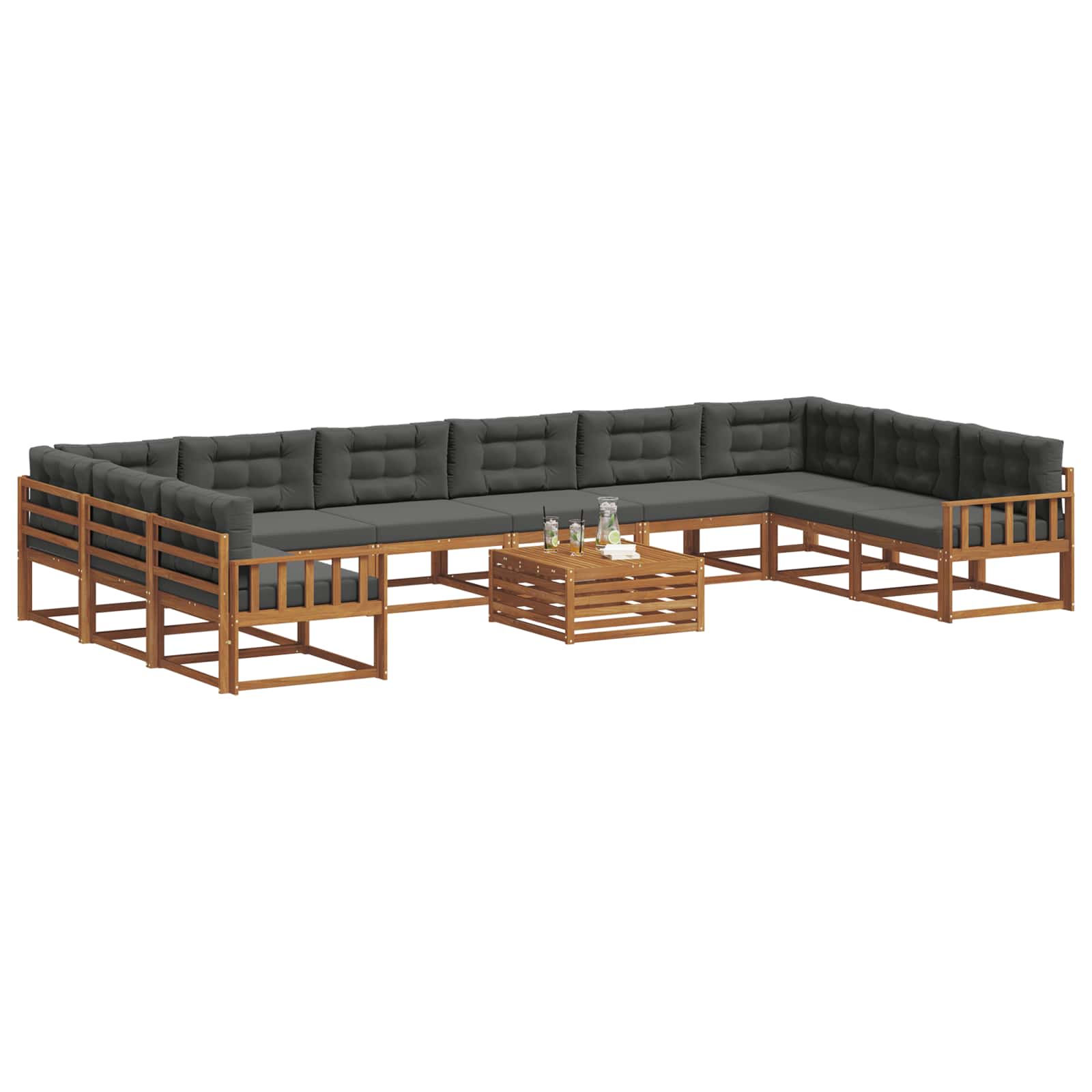 Set vanjskih sofa s jastukom 11 pcs Prirodna i antracit
